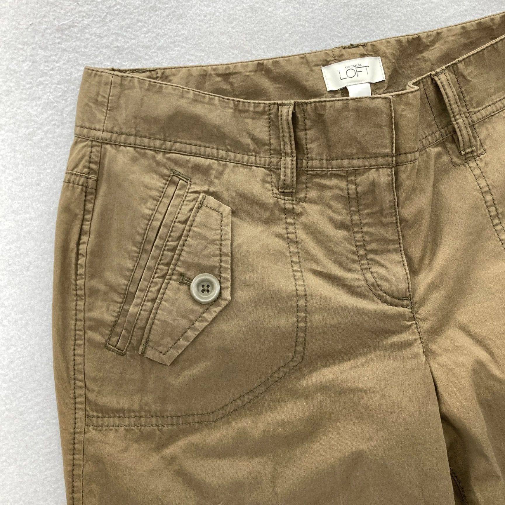 Ann Taylor Ann Taylor LOFT Utility Pants Women's 10 Brown Cotton Wide-Leg NWT Casual Y2K 90s Grunge Mono Color Brown Pants Womens Size 24" / US 00 / IT 34 - 3 Thumbnail