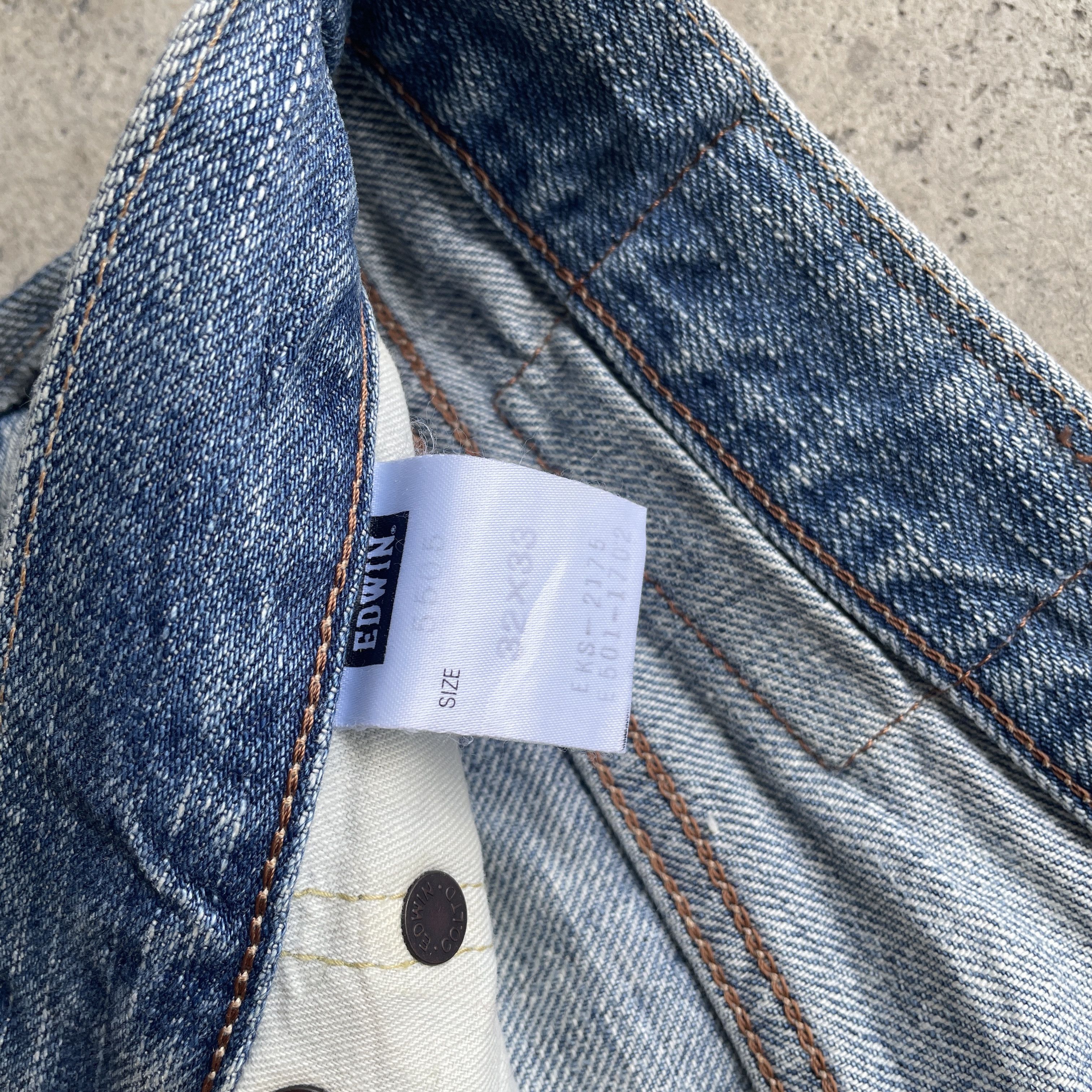 Edwin VINTAGE EDWIN 505 DISTRESSED BAGGY FADED REDLINE JEANS PANTS Size US 33 - 7 Thumbnail