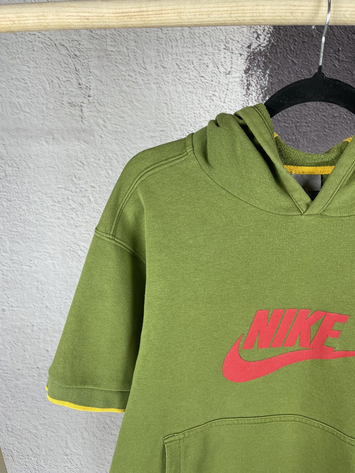 Nike × Vintage Nike vintage y2k green big logo short sleeve hoodie swoosh Size US M / EU 48-50 / 2 - 3 Thumbnail
