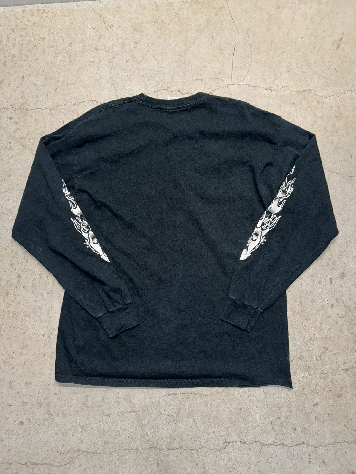 Harley Davidson Crazy Vintage 90s Biker Grunge Flame Long Sleeve Black Tes Size US XL / EU 56 / 4 - 3 Thumbnail