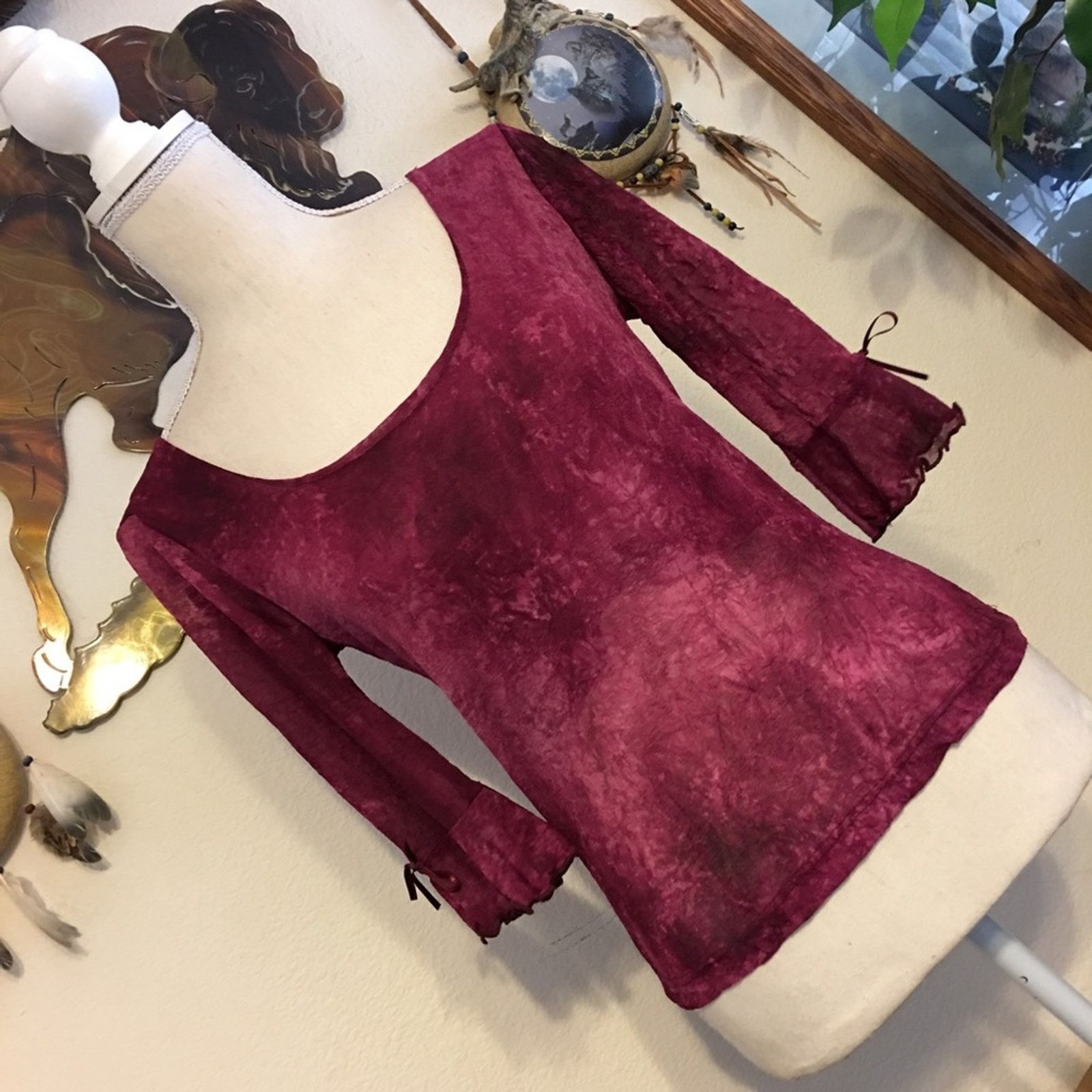 Other Hottie brand dark pink sheer bow detail top Size M / US 6-8 / IT 42-44 - 2 Thumbnail