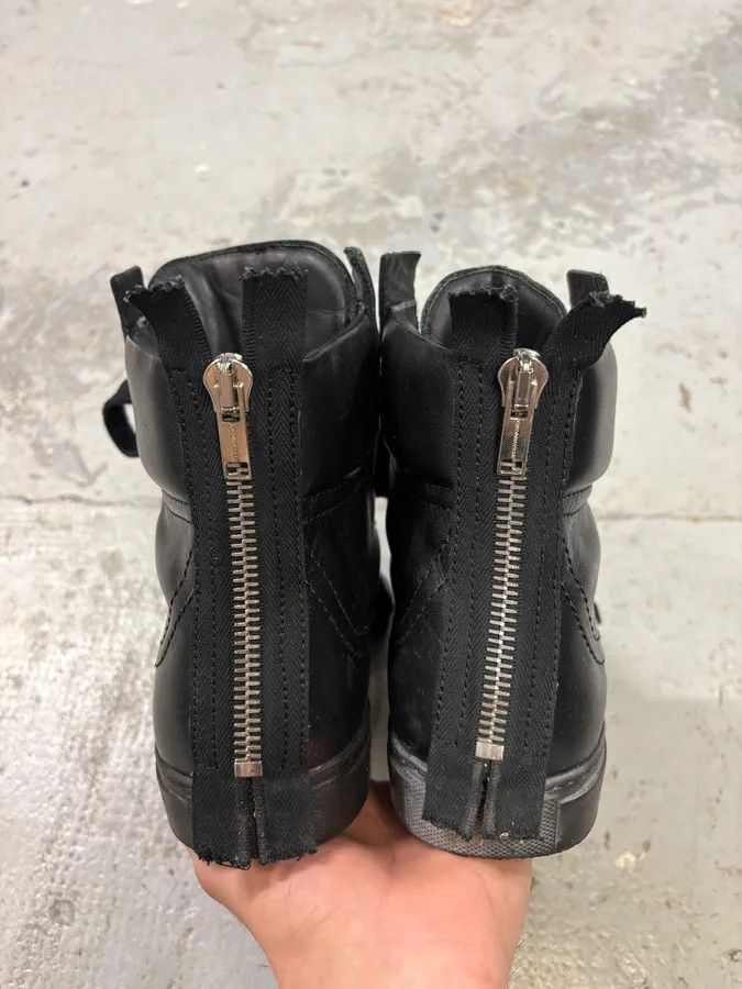 Kris Van Assche Black Leather Laced Backzip Sneakers