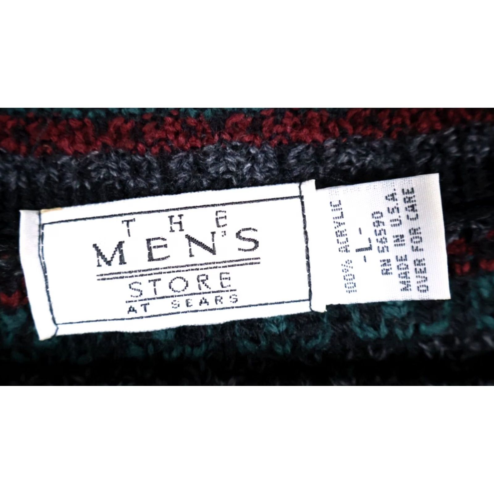 Sears VINTAGE Sears Sweater Mens Large Black Green Geometric Deep V-Neck Chunky Knit VTG Shirt Size US L / EU 52-54 / 3 - 3 Thumbnail