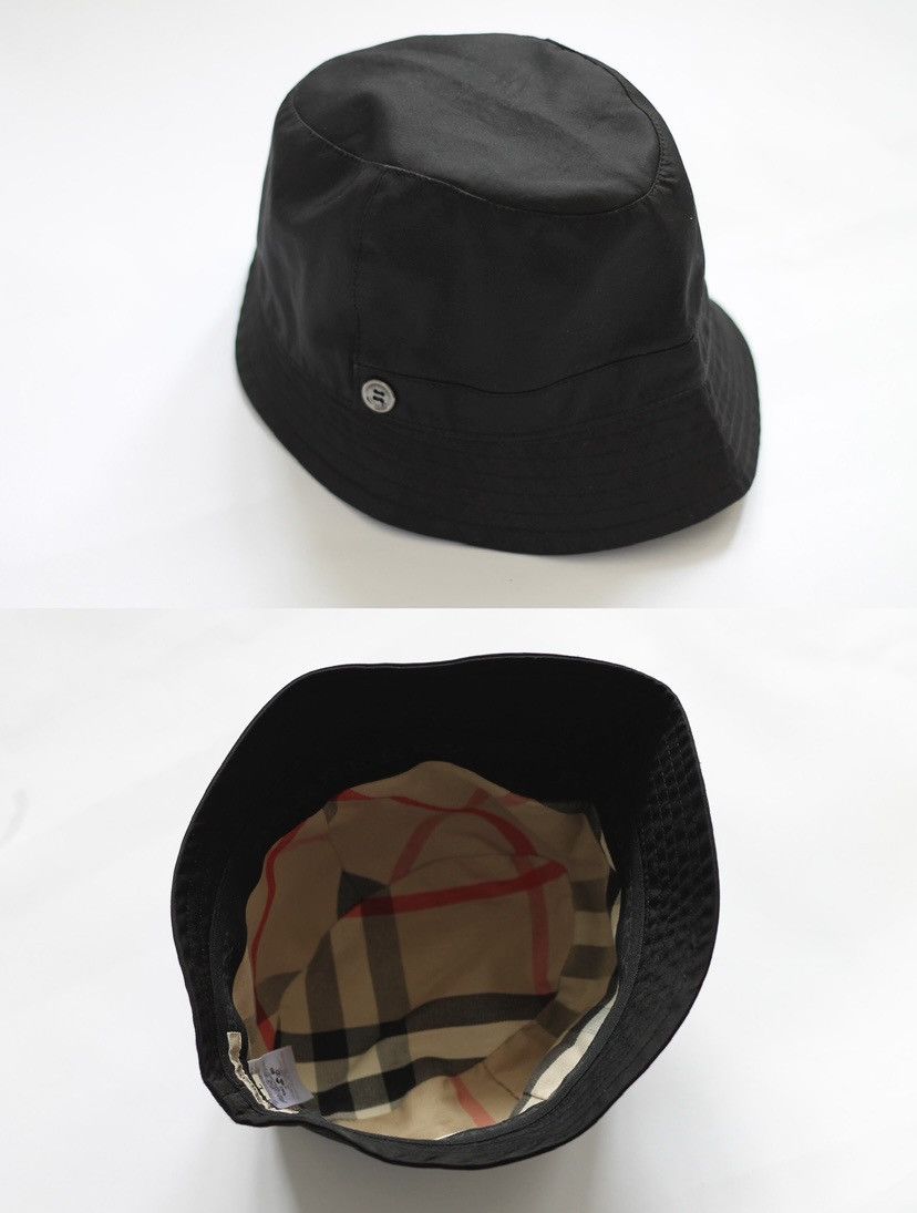 Burberry × Japanese Brand × Vintage Vintage Burberry Panama black bucket hat nova check lining Size ONE SIZE - 1 Thumbnail