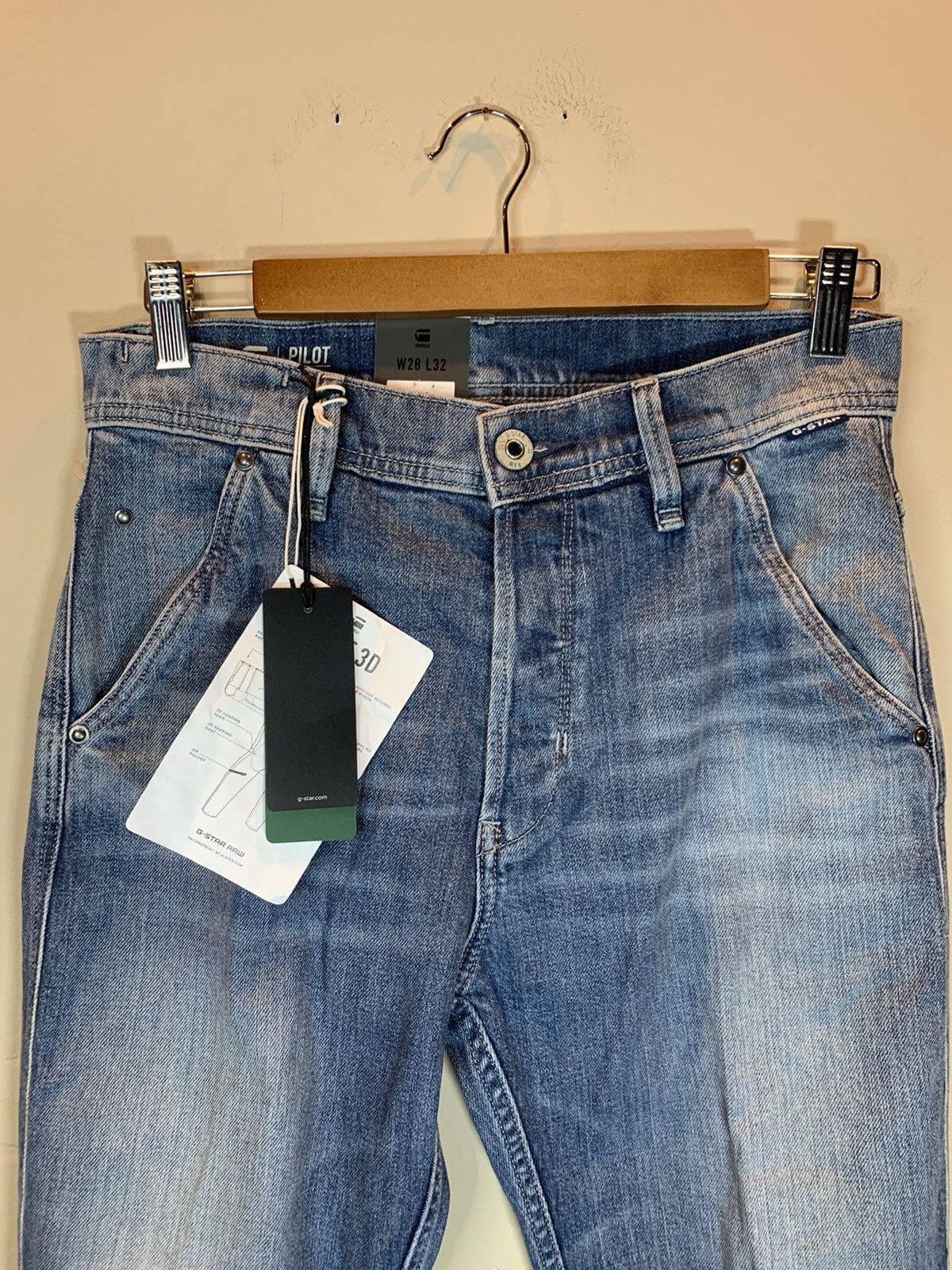 Designer × G-Star RARE New G-Star Raw Pilot 3D Slim Zip Knee Faded Denim Jeans Size US 28 / EU 44 - 4 Thumbnail