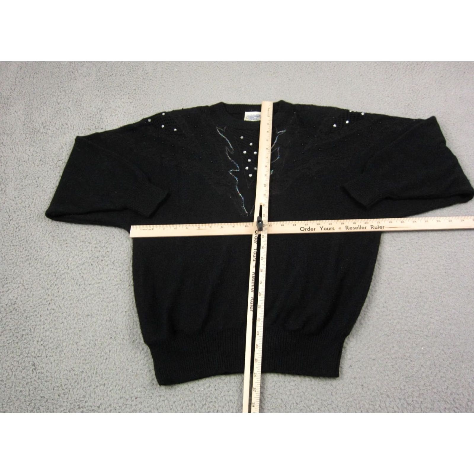 Vintage VINTAGE Midnight Blues Sweater Womens Large Black Sequin Studded Pullover 80s Size L / US 10 / IT 46 - 5 Thumbnail