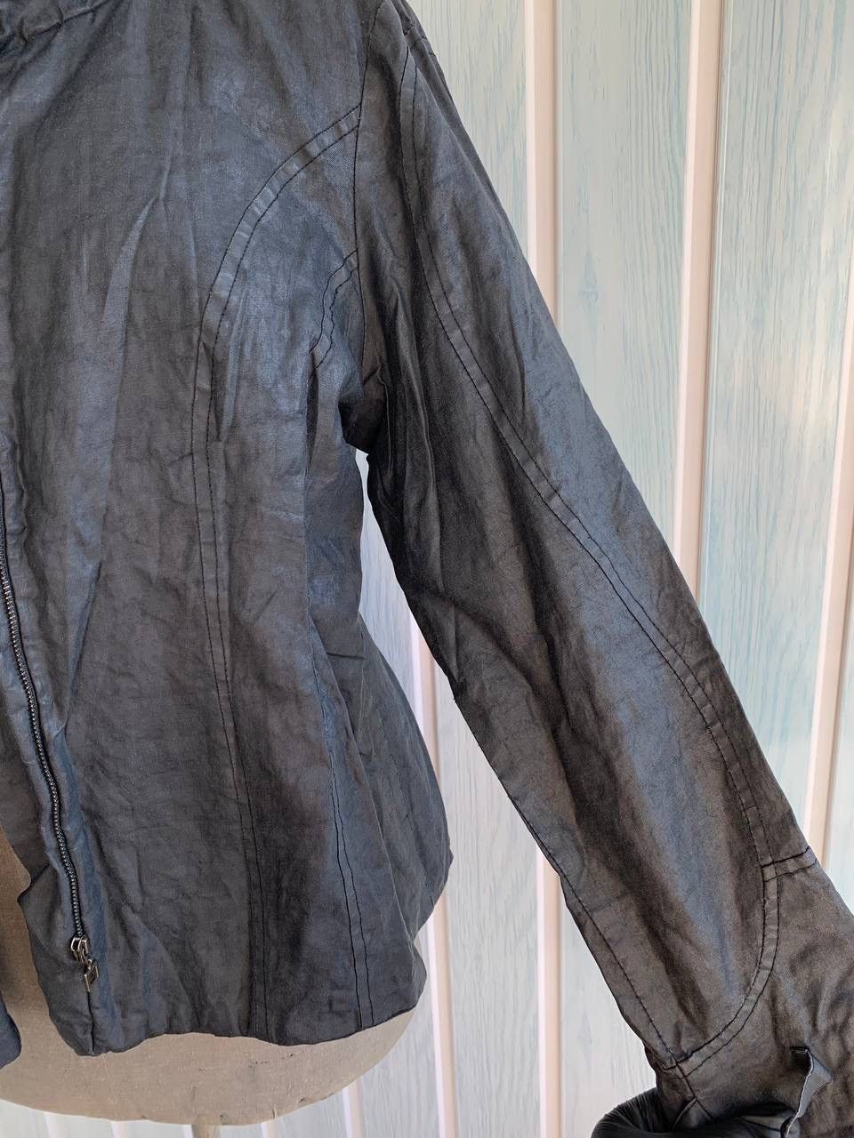 Japanese Brand × Sarah Pacini SARAH PACINI Navy Ramie & Resin Blend Mock Geometric Jacket Size S / US 4 / IT 40 - 15 Thumbnail