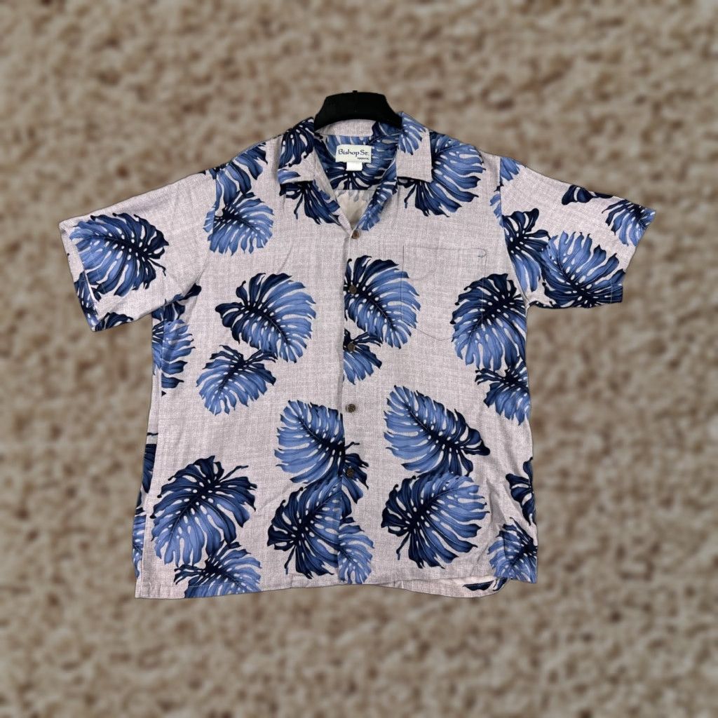 Vintage Pau Hana Hawaiian Shirt Adult Large Blue Floral Palm 100% Rayon Button Up Size US L / EU 52-54 / 3 - 1 Thumbnail