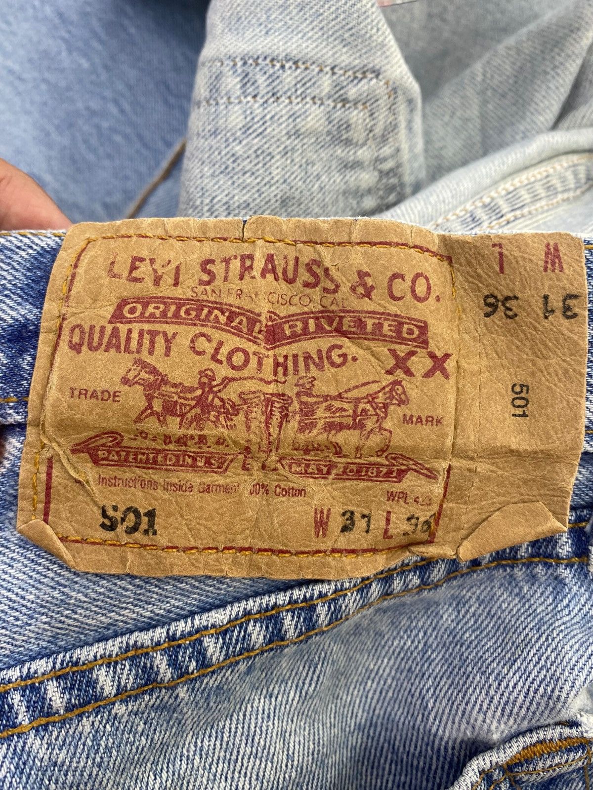 Levi's Vintage Levi’s 501 Acid Light Wash Style Straight Cut Jeans Size US 30 / EU 46 - 11 Thumbnail