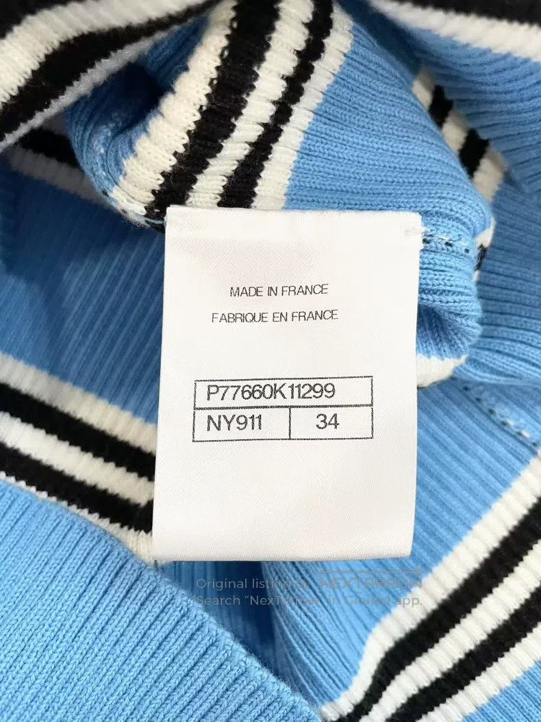 Chanel Chanel 24A blue and white striped knitted vest Size XXS / US 00 / IT 34 - 7 Thumbnail