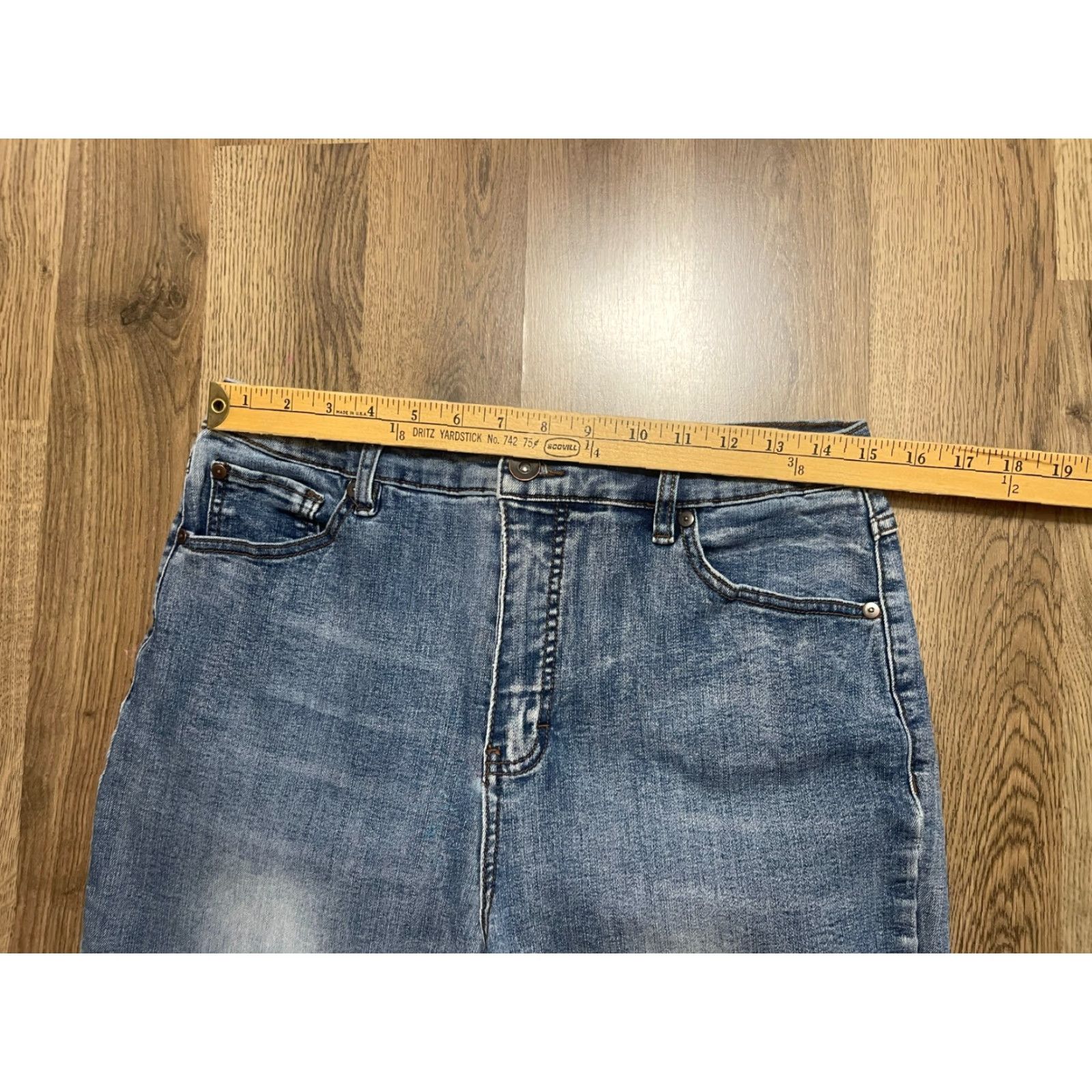 Vintage Tribal Jeans Women's 12 Blue Denim Slim Fit Raw Hem Pockets Ankle Regular Inseam 28 Size 34" / US 12 / IT 48 - 4 Thumbnail