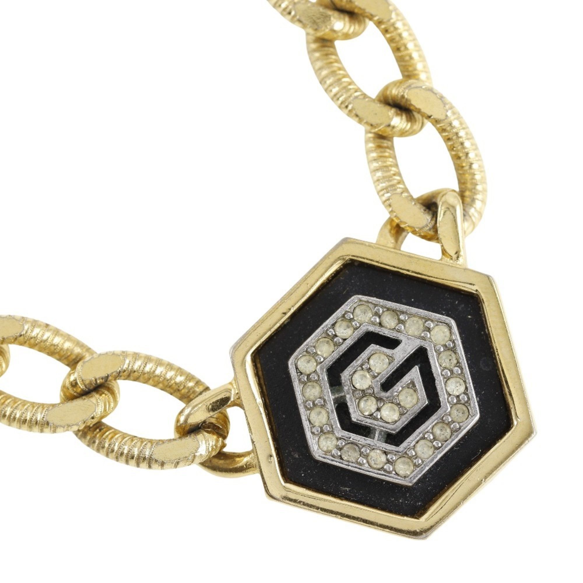 Givenchy Givenchy G necklace, gold plated x rhinestone, black, approx. 41.2g, logo, women's Size ONE SIZE - 1 Thumbnail