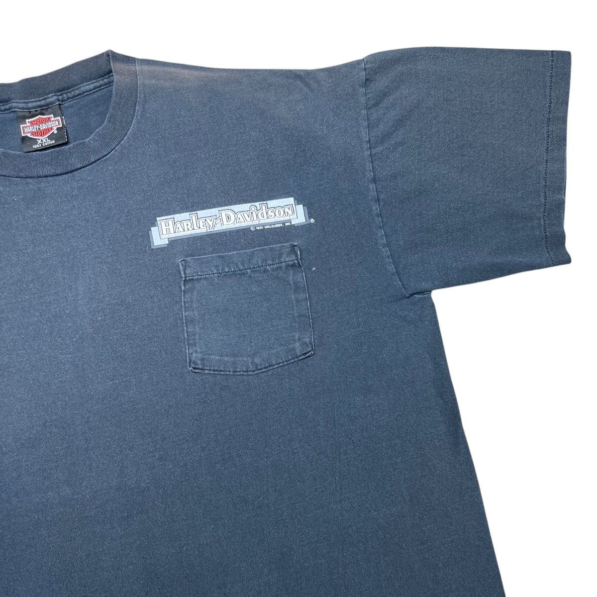 Harley Davidson × Vintage Vtg 1990 Harley Davidson Rocky Mountain Denver Pocket Tee Size US XXL / EU 58 / 5 - 6 Thumbnail