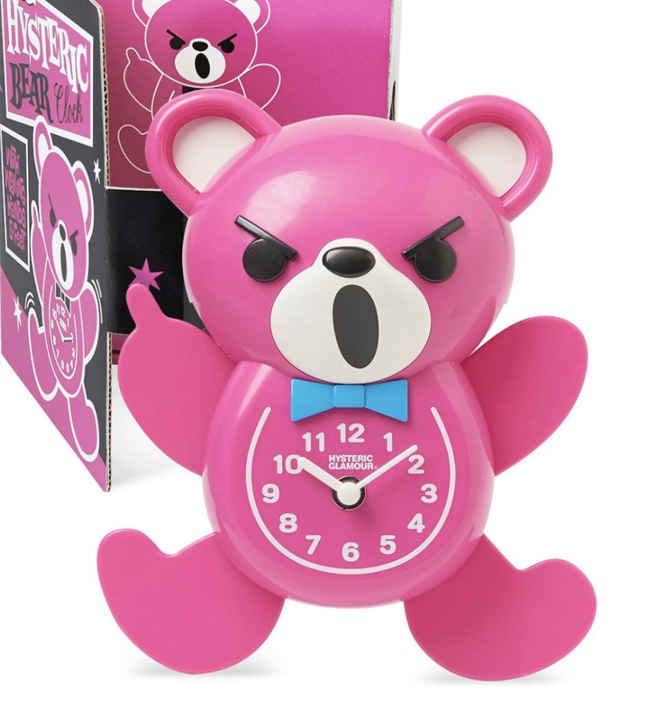 image of Hysteric Glamour Rock Bear Wall Clock in Pink, Men's