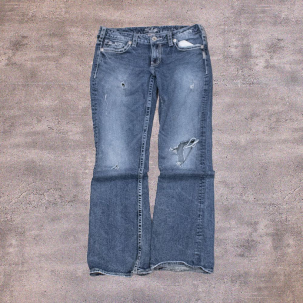 Silver Jeans Co. Y2K Silver Jeans Co Aiko Bootcut Distressed Denim Jeans Size US 33 - 2 Thumbnail