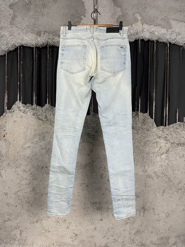 Amiri Amiri White leather patched denim jeans Size US 31 - 2 Thumbnail