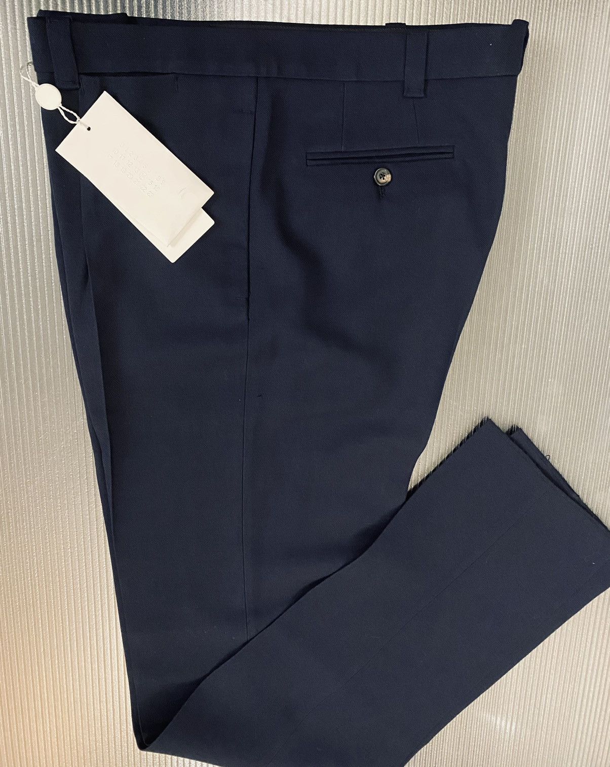 Maison Margiela MM 14 🇮🇹 Dark Blue Gabardine Wool Invert Pleat Slacks 52 NWT Size US 36 / EU 52 - 5 Thumbnail