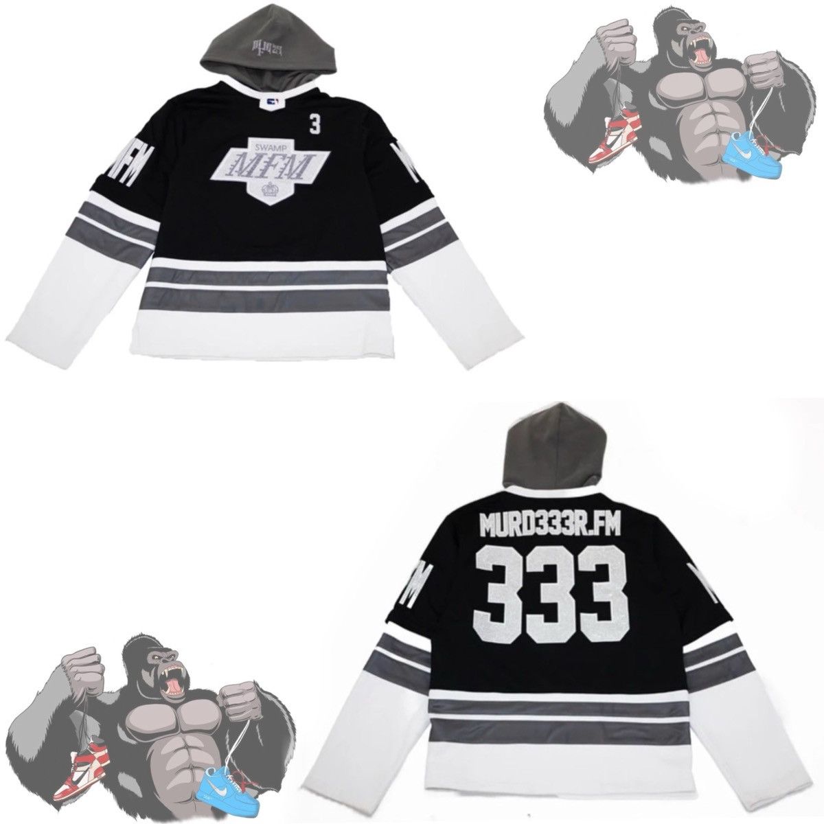 murd333r.fm MURD333R.FM LA IC333 Hockey Jersey Hoodie Gold Kard Size US XL / EU 56 / 4 - 1 Thumbnail