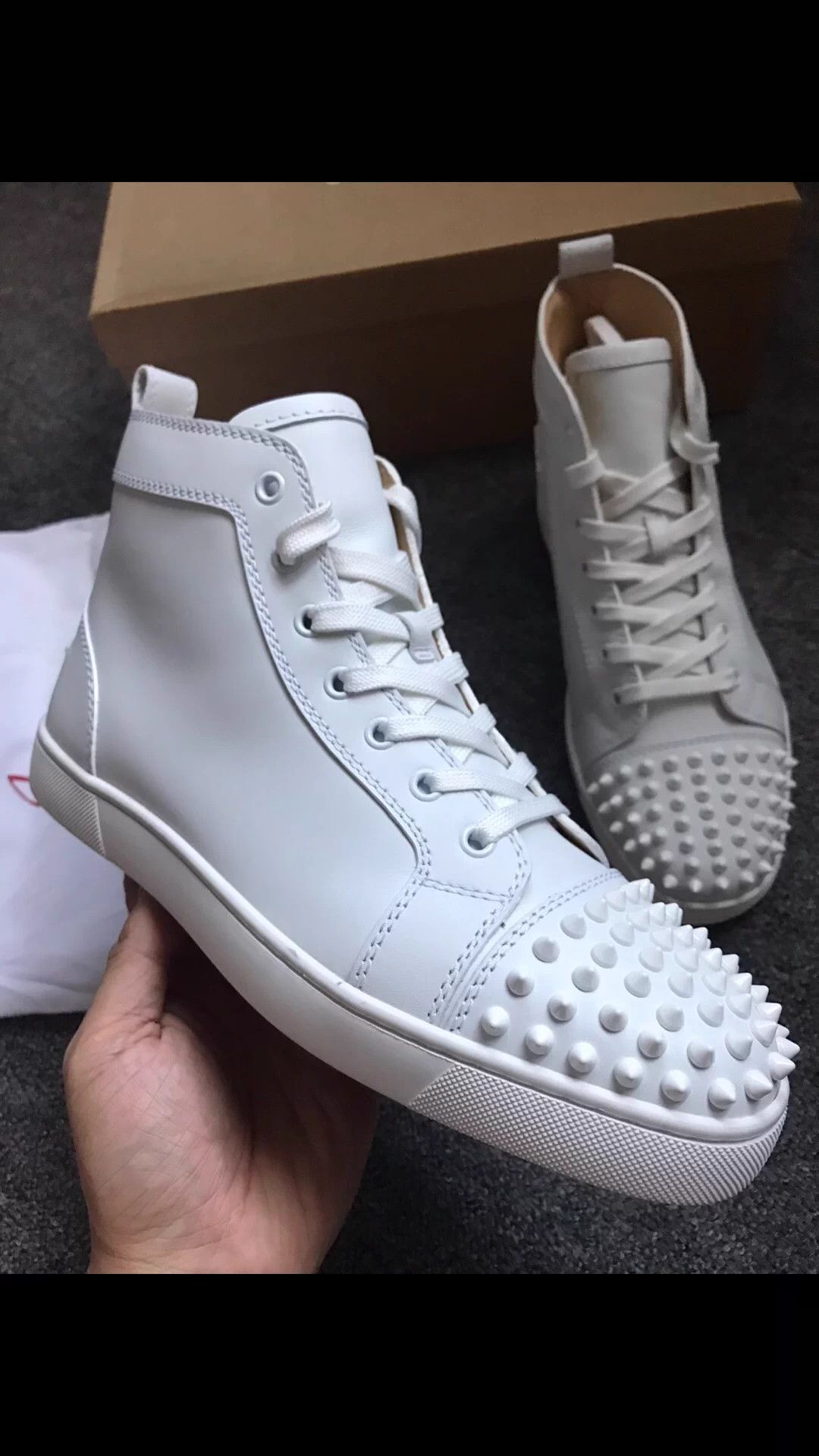 Christian Louboutin CL White Leather Side Disc Sneaker 40.5 EU Runs Large Size US 7.5 / EU 40-41 - 2 Thumbnail