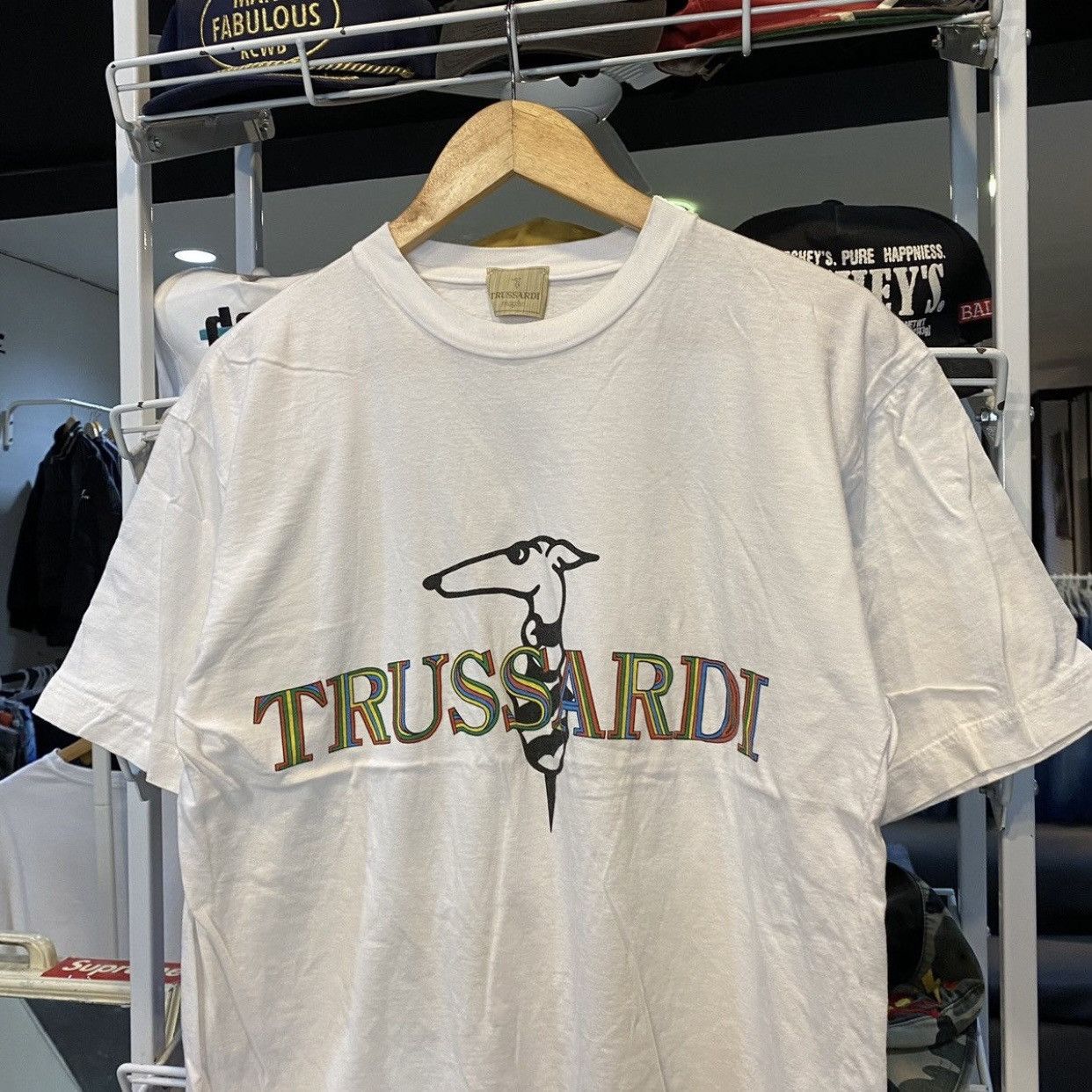 Trussardi RARE! Vintage 90s Trussardi Big Logo Spellout T-Shirt Size US M / EU 48-50 / 2 - 3 Thumbnail