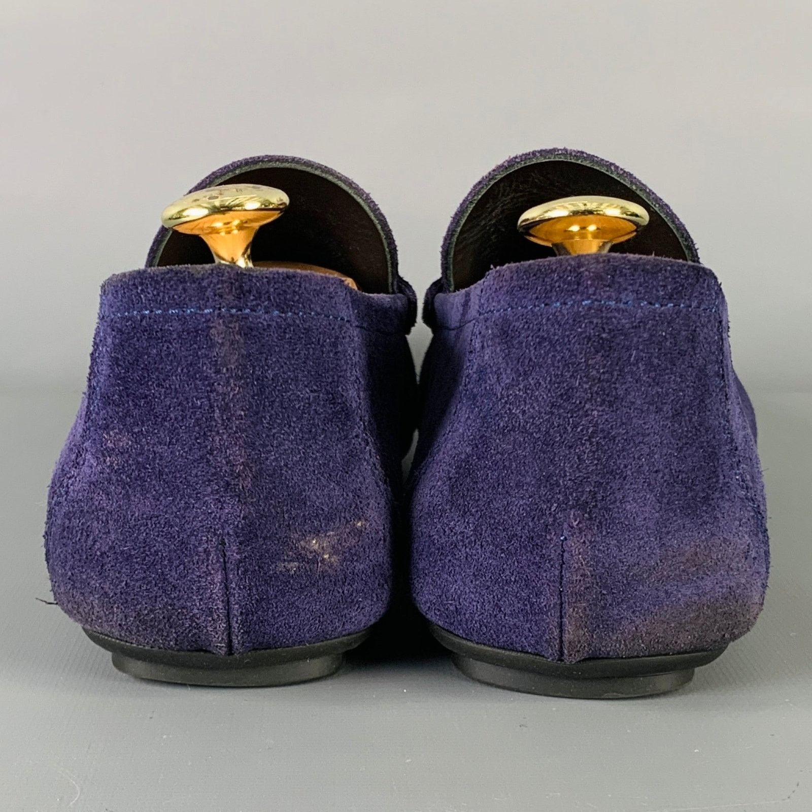 Versace VERSACE Bluette Oro- Purple Textured Suede Drivers Loafers Size US 8 / EU 41 - 4 Thumbnail