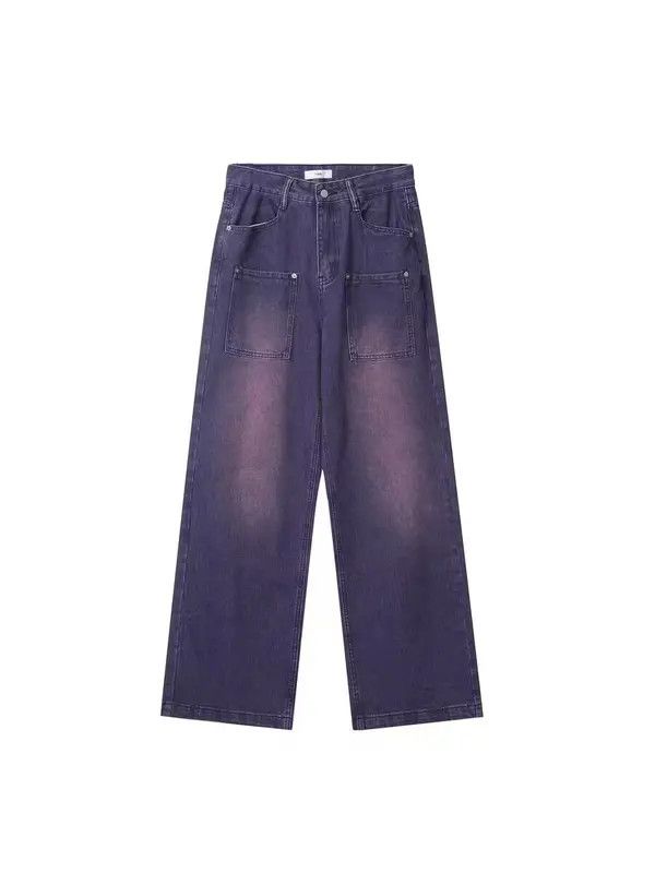 VIBE Vintage Purple Washed Distressed Wide Leg Jeans Size US 32 / EU 48 - 5 Thumbnail