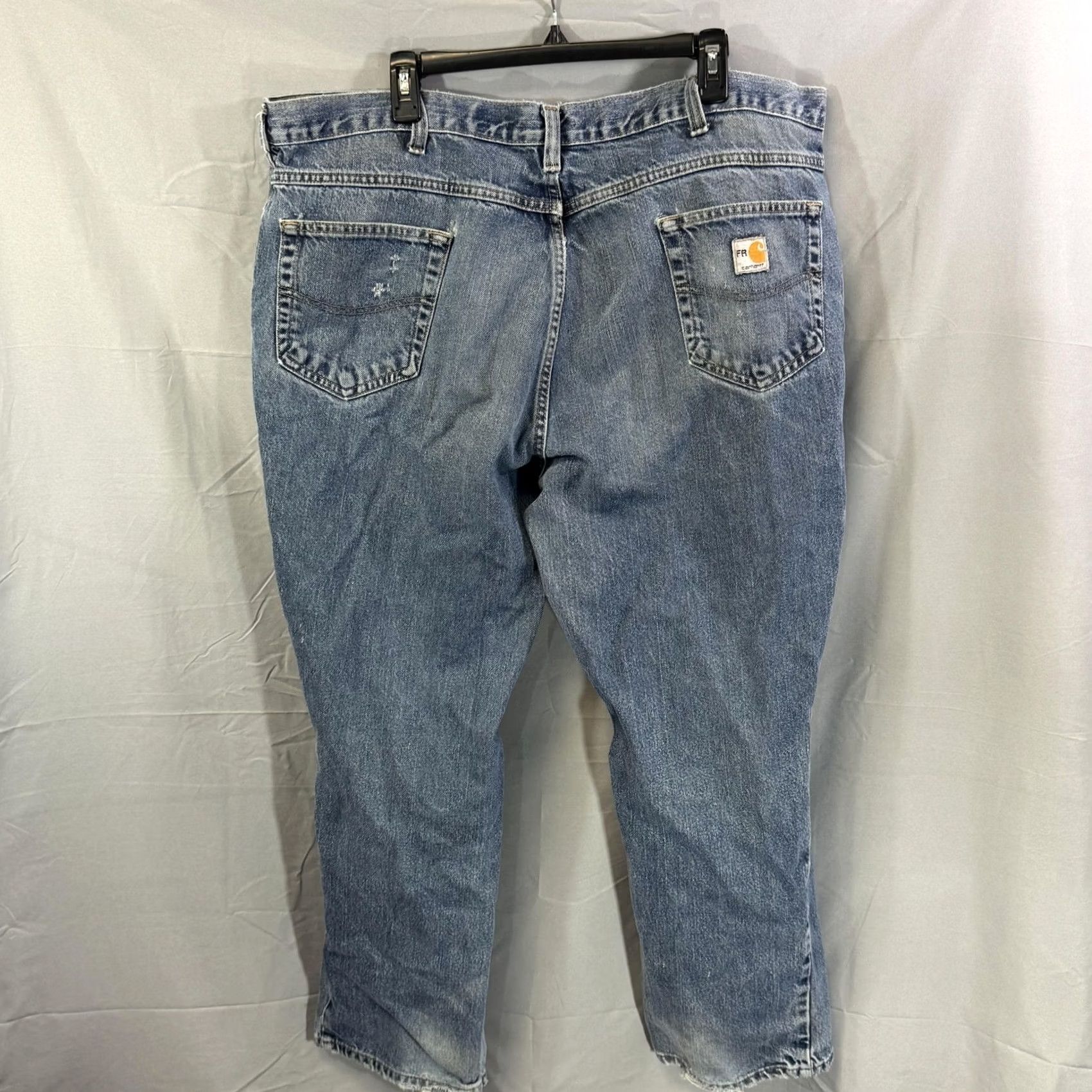 Carhartt VINTAGE Carhartt Jeans Mens 44x30 FR Flame Resistant Workwear Distressed Denim Pants Blue Medium Wash Distressed Mens Jeans FR Size US 44 / EU 60 - 2 Thumbnail