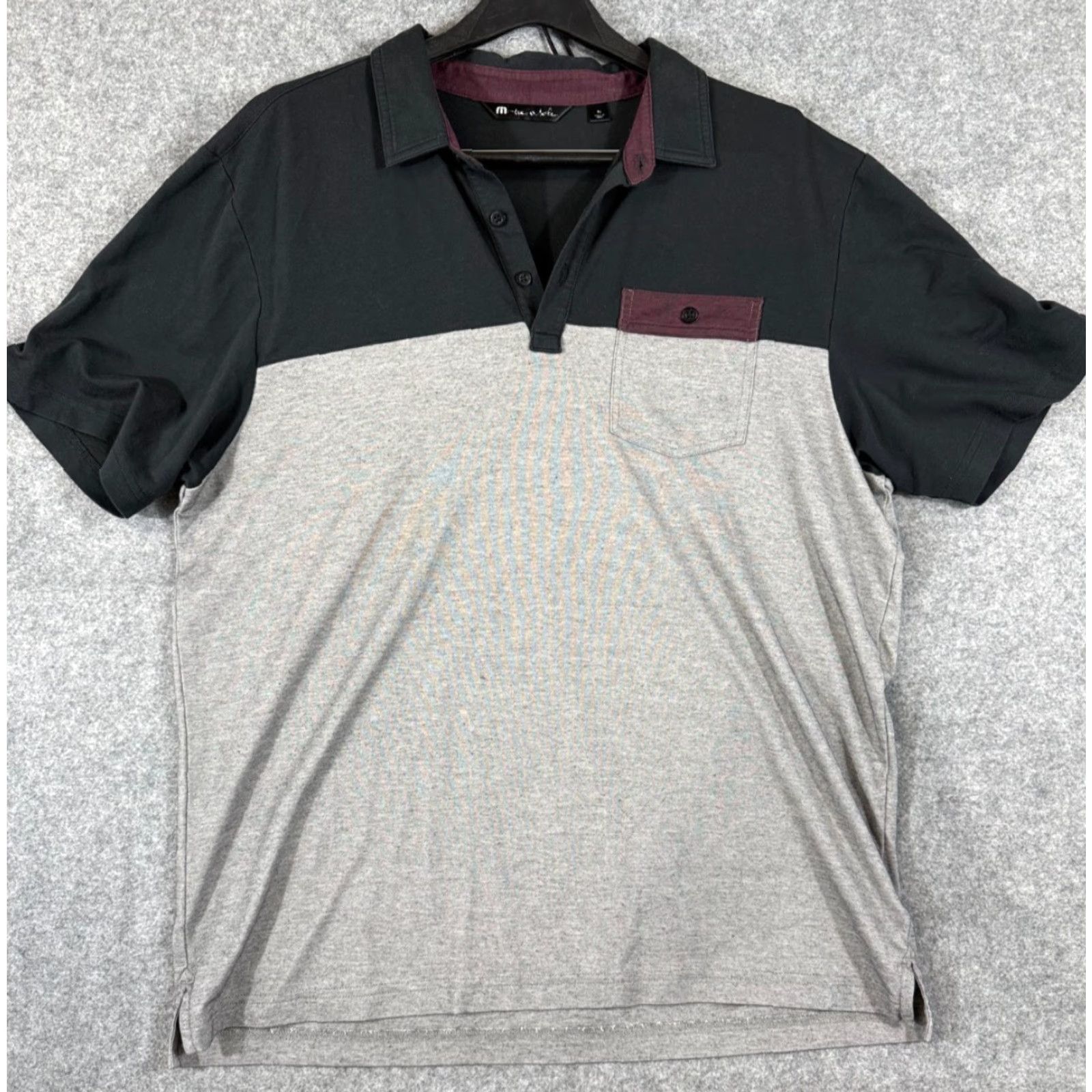 TravisMathew Travis Mathew Polo Shirt Mens XL Gray Black Colorblock Short Sleeve Pocket Golf Size US XL / EU 56 / 4 - 2 Thumbnail