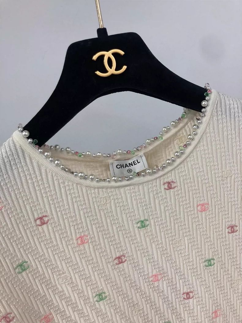 Chanel Chanel Heavy industry pearl edge color logo knitted dress Size S / US 4 / IT 40 - 3 Thumbnail