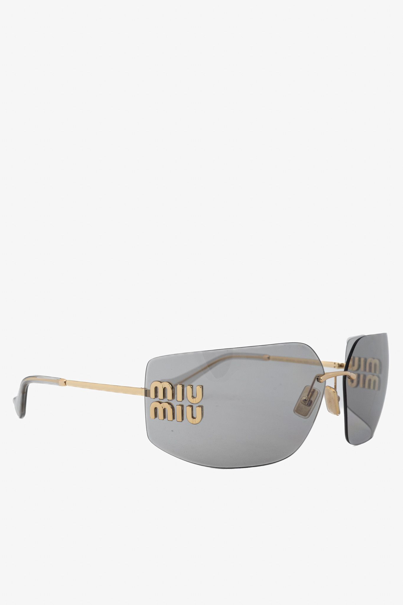 Miu Miu Miu Miu Aube Light Grey & Gold-Tone Sunglasses Size ONE SIZE - 1 Thumbnail