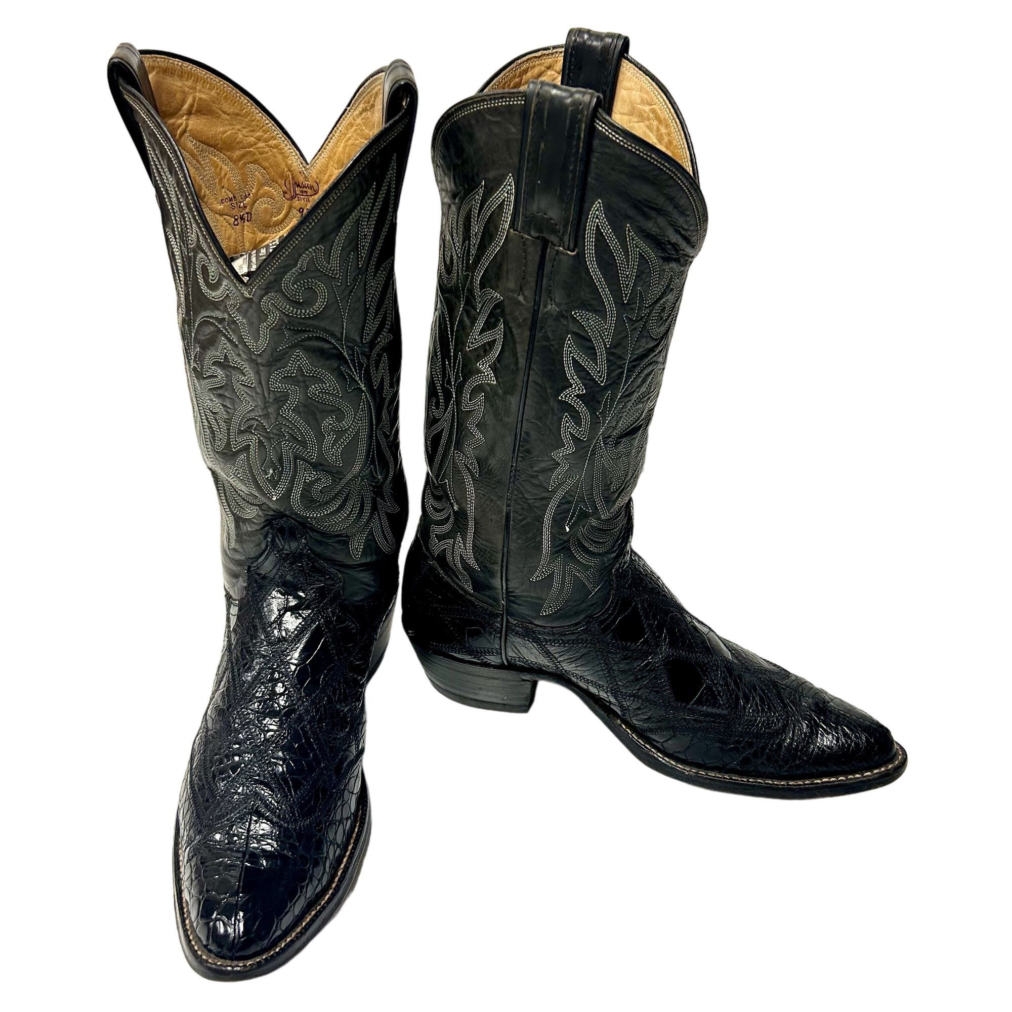 Justin Vtg Justin Leather Cowboy Western ALLIGATOR BELLY Skin Boots Size US 8.5 / EU 41-42 - 7 Thumbnail
