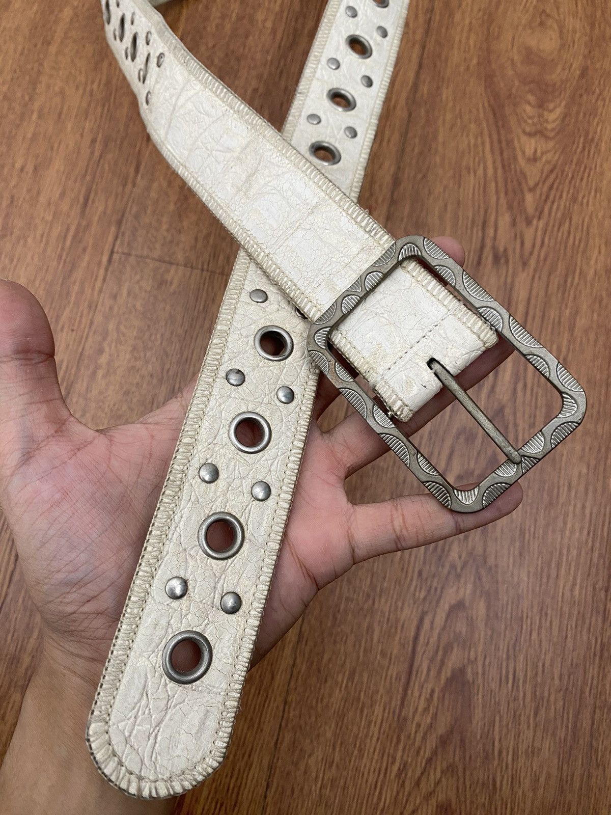 If Six Was Nine × Japanese Brand × Le Grande Bleu (L.G.B.) white ringer belt punk Size ONE SIZE - 2 Thumbnail