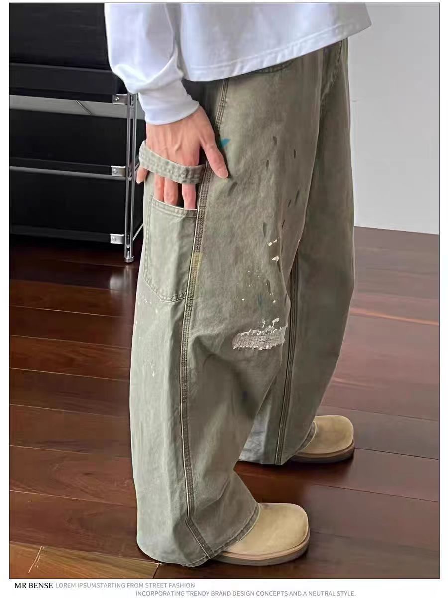 Japanese Brand × Jean Vintage washed and inked loose fit straight leg work jeans Size US 32 / EU 48 - 1 Thumbnail