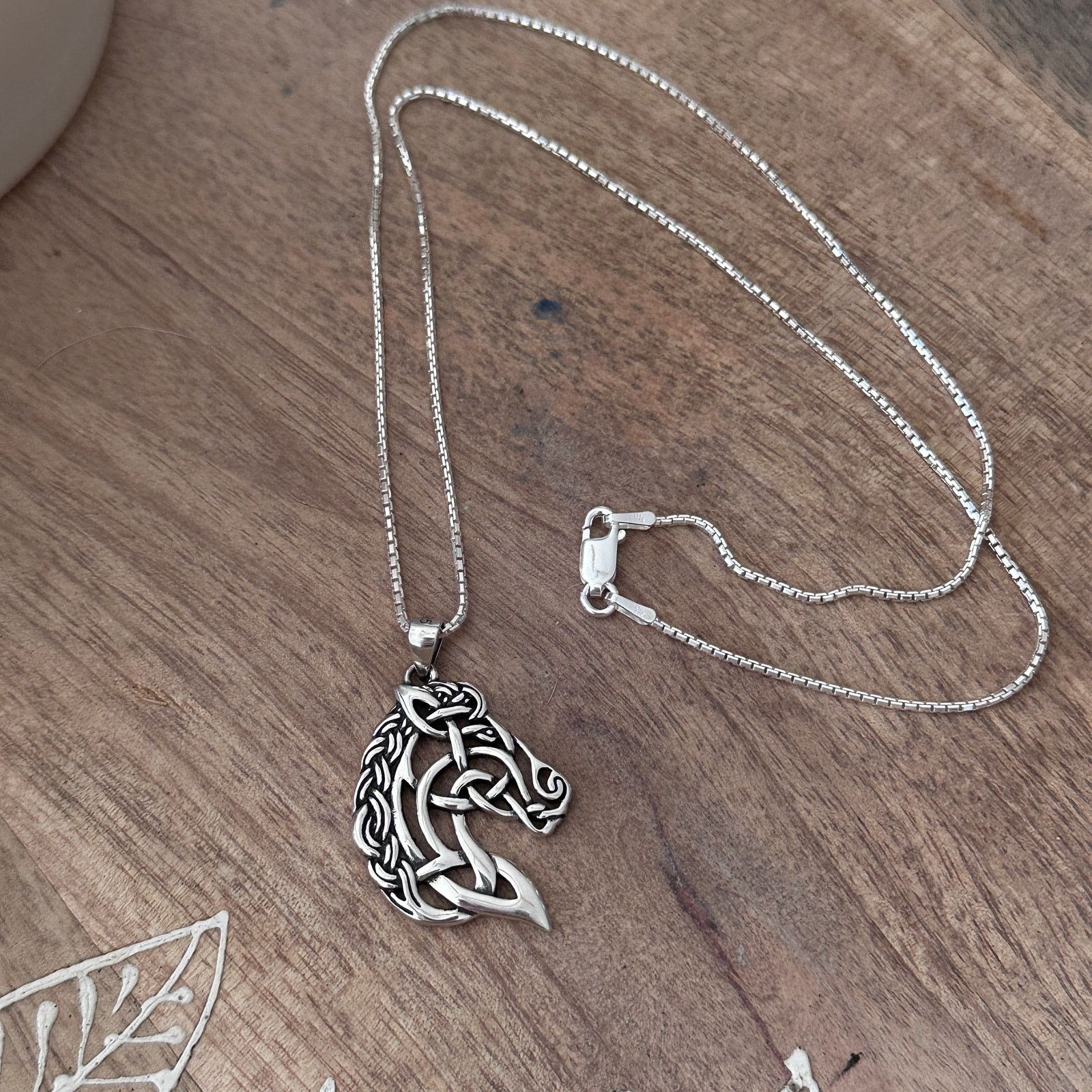 The Unbranded Brand Sterling Silver Celtic Horse Pendant Necklace-18" Box Chain Size ONE SIZE - 9 Thumbnail