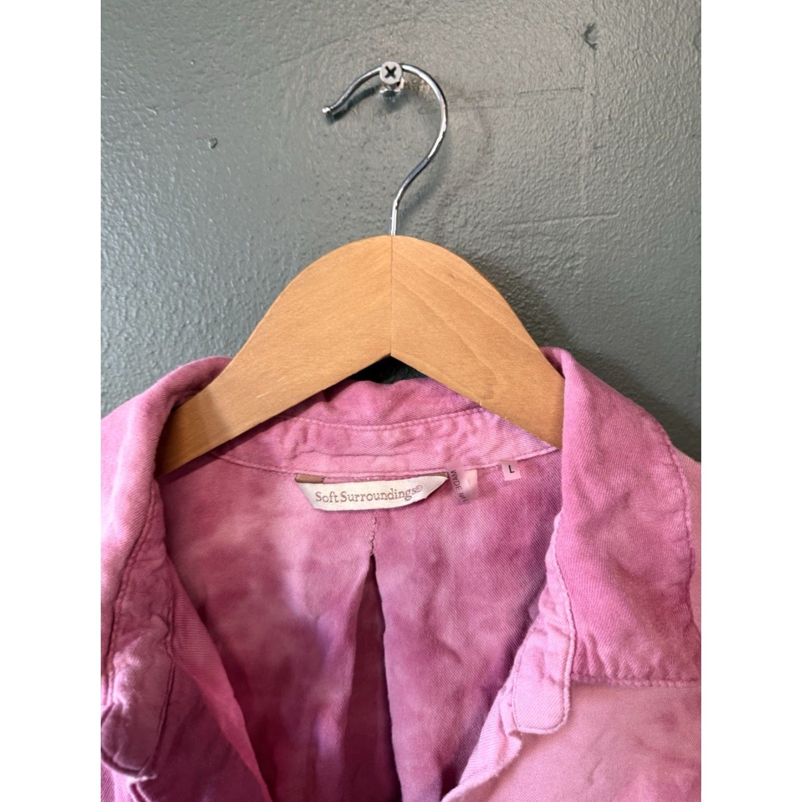 Soft Surroundings Soft Surroundings Shirt Womens Pink Tie Dye Long Sleeve Button-Up Size L Large Size L / US 10 / IT 46 - 3 Thumbnail