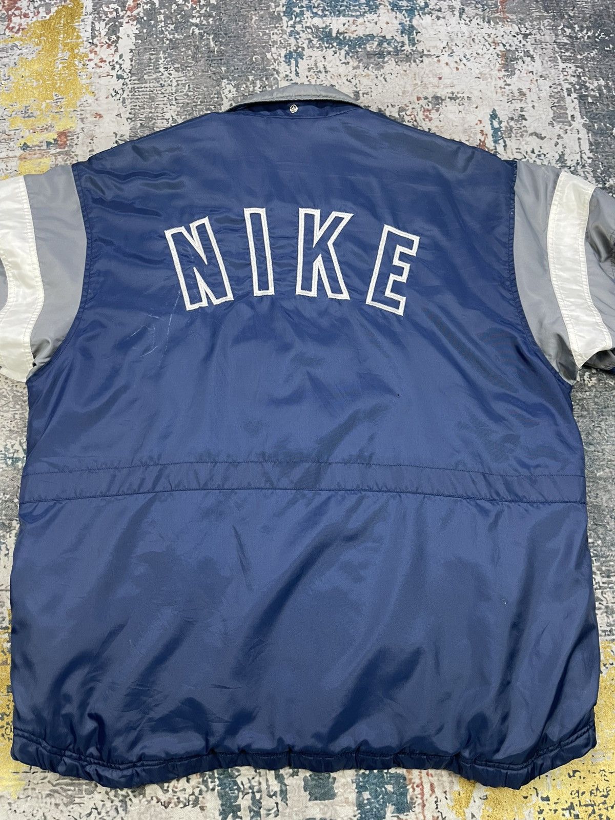 Nike Vtg 90s Nike Navy Big Logo Spell Out Parka Jacket Size US L / EU 52-54 / 3 - 2 Thumbnail