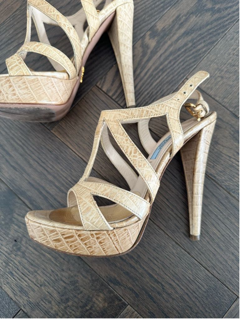 Prada Women's Prada Beige Leather Heels Size US 6.5 / IT 36.5 - 5 Thumbnail