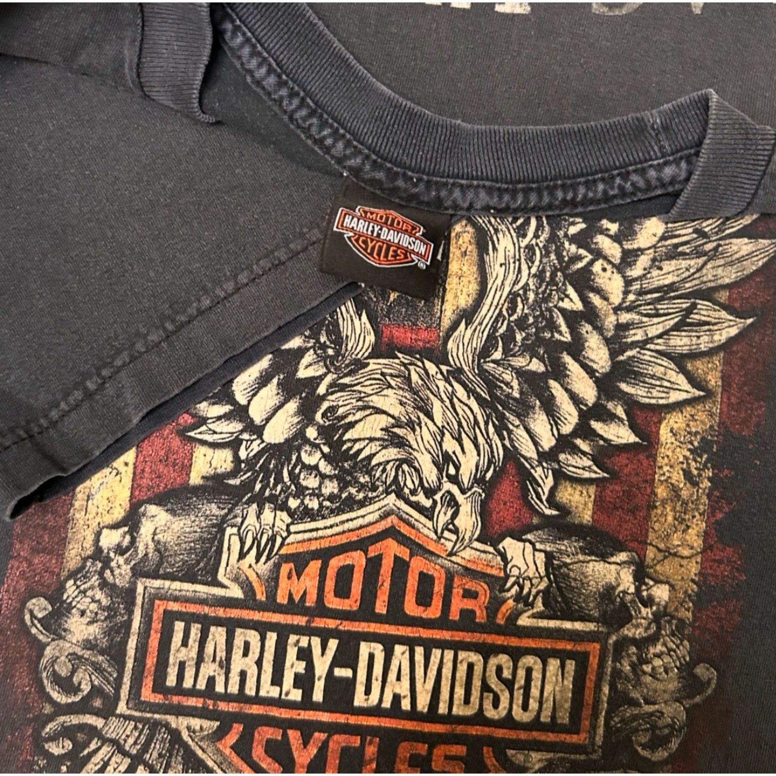 Harley Davidson VINTAGE Harley-Davidson Biker T-Shirt XXL Black USA Eagle 90s Y2K Las Vegas Shirt Mens Size US XXL / EU 58 / 5 - 3 Thumbnail