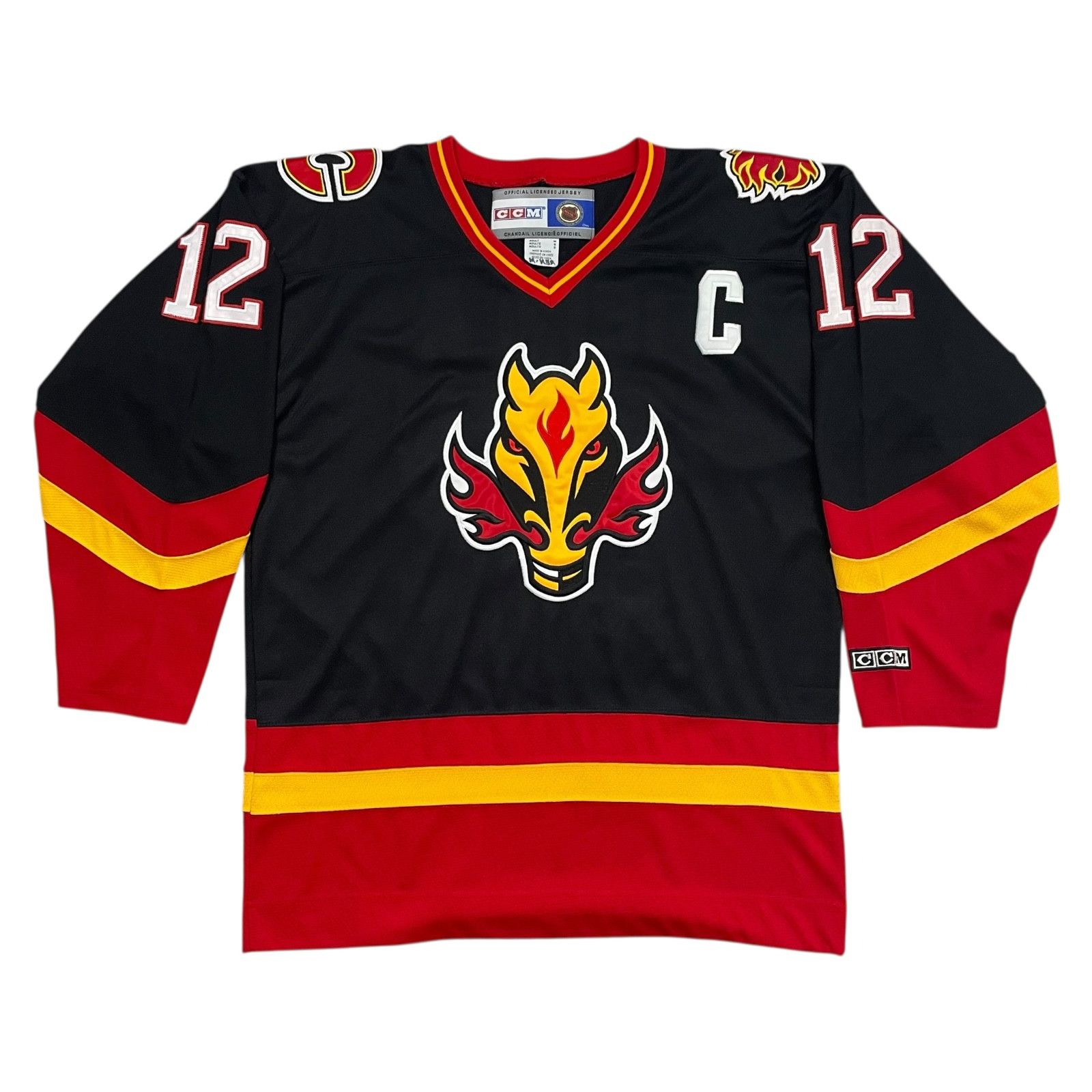 VTG 90s CALGARY FLAMES JAROME IGINLA #12 CCM HOCKEY JERSEY M