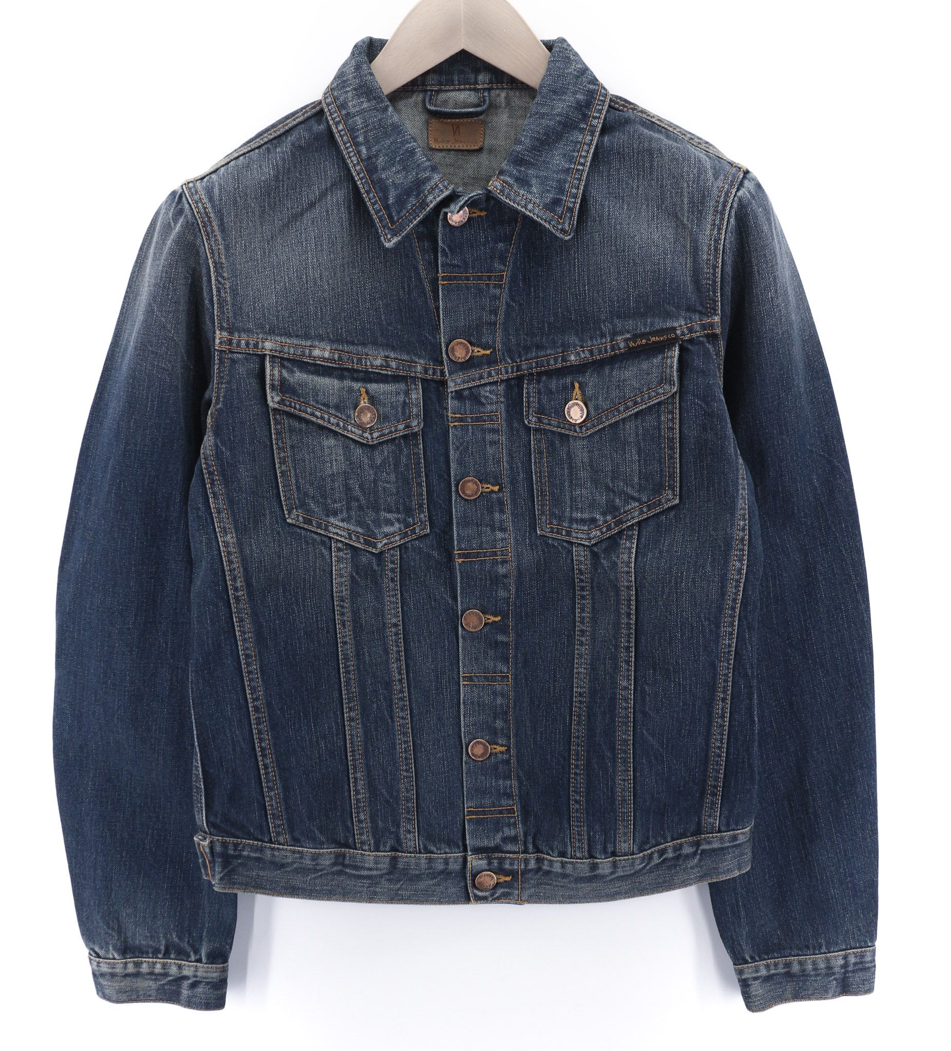 Nudie Jeans BILLY DARK AUTHENTIC DENIM S Blue Denim Jacket 80400 Size US S / EU 44-46 / 1 - 1 Thumbnail