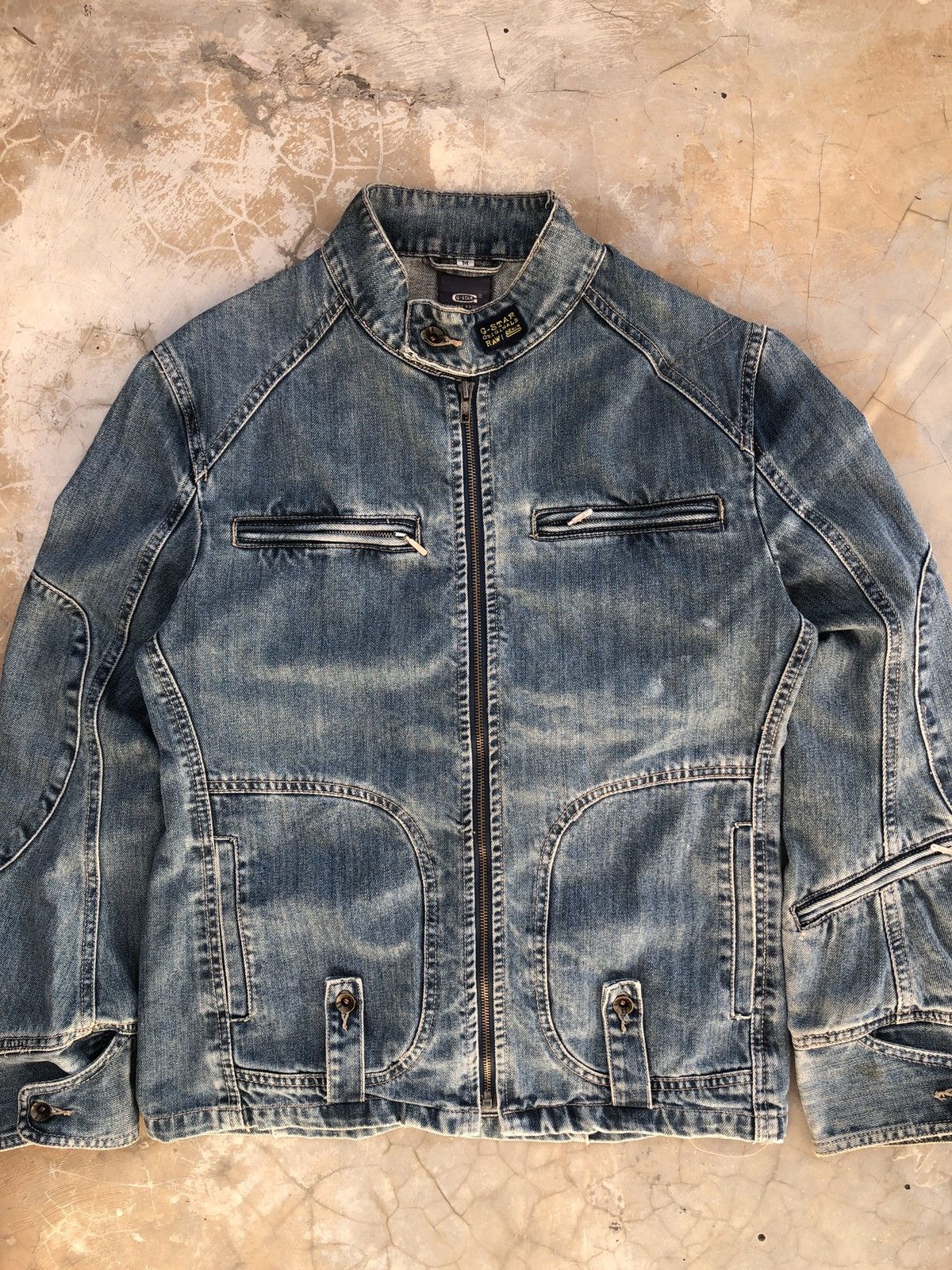 G-Star Vintage G-Star Raw Mechanic Zipper Denim Biker Rider Jacket Size US M / EU 48-50 / 2 - 2 Thumbnail
