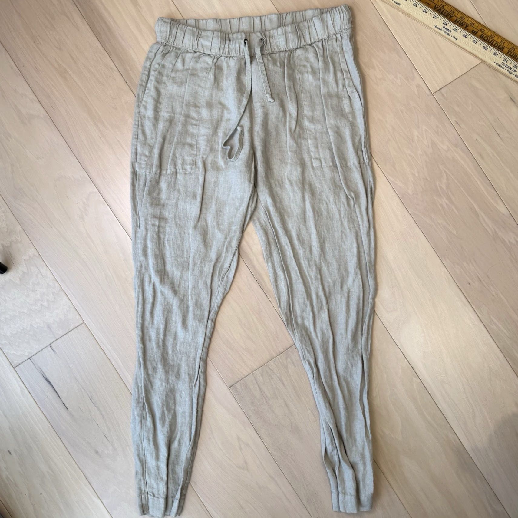 Enza Costa Enza Costa Linen Pants Women's 4 Beige Straight Leg, Button, Zipper, Pockets, Regular Rise, Linen Dress Pants, Vintage No, 31.5 Inseam Size 27" / US 4 / IT 40 - 2 Thumbnail