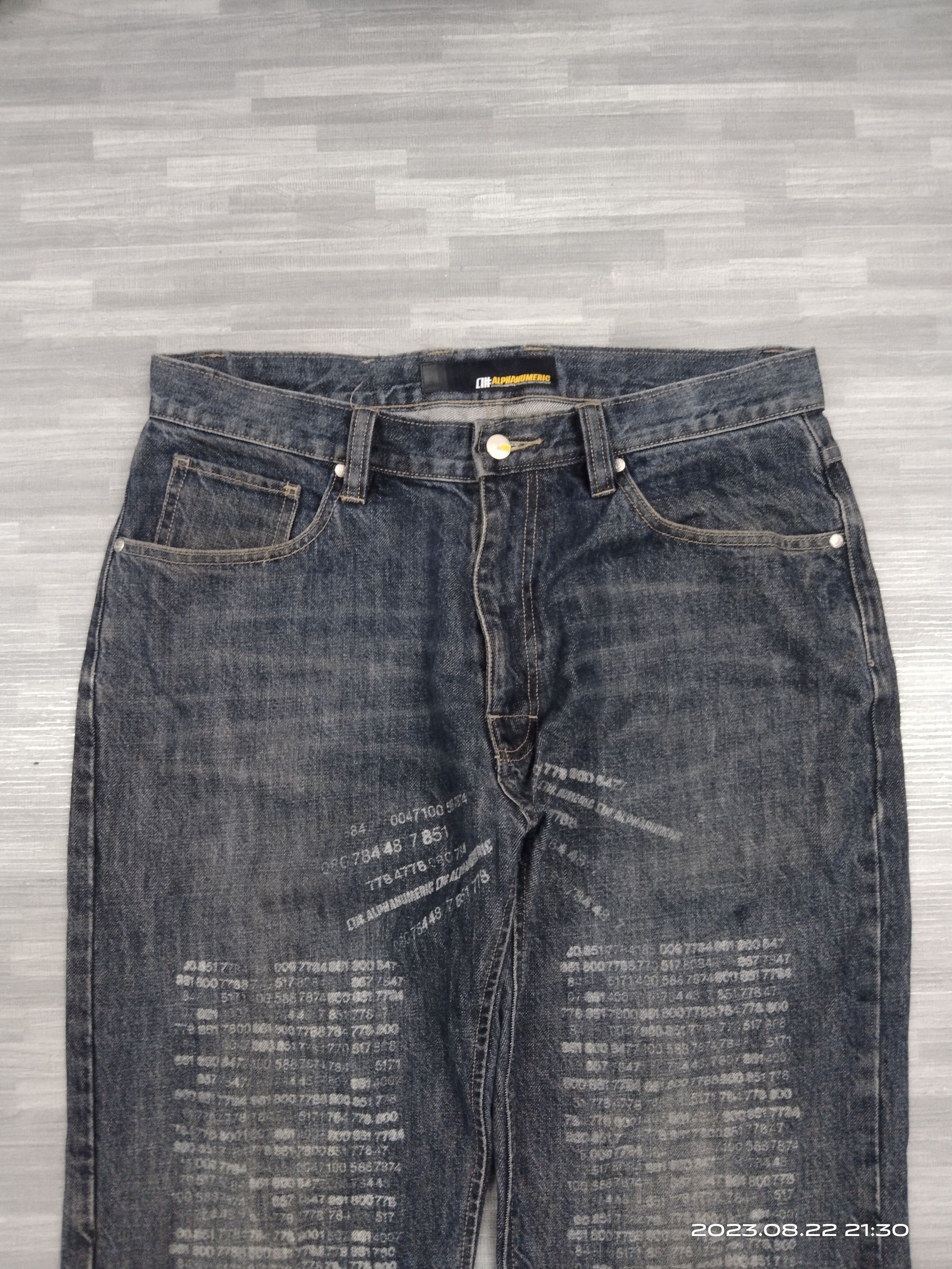 Japanese Brand SiCK ALPHANUMERIC SCRIPTED DENIM PANTS Size US 34 / EU 50 - 4 Thumbnail