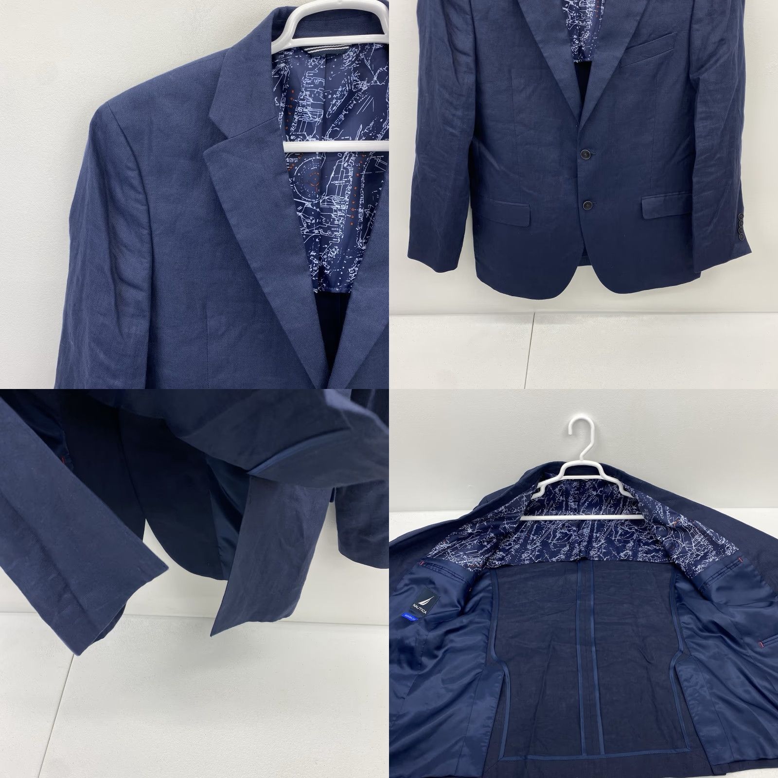 Nautica Nautica Blazer Men 40R Linen Single-Breasted Two-Button Notch Lapel Jacket Blue Regular Size 40 Mens Casual Sport Coat Size 40R - 9 Thumbnail