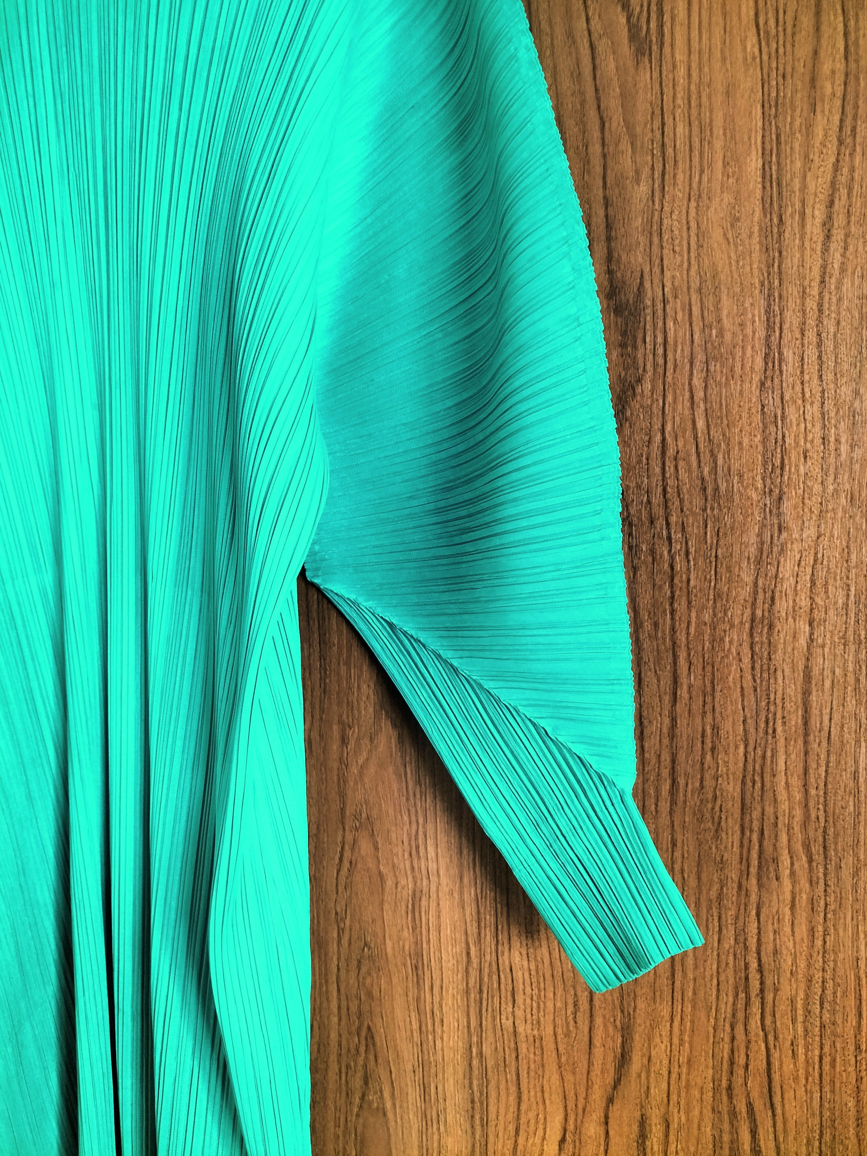 Pleats Please Issey Miyake Emerald Green Pleated Jacket Size S / US 4 / IT 40 - 3 Thumbnail
