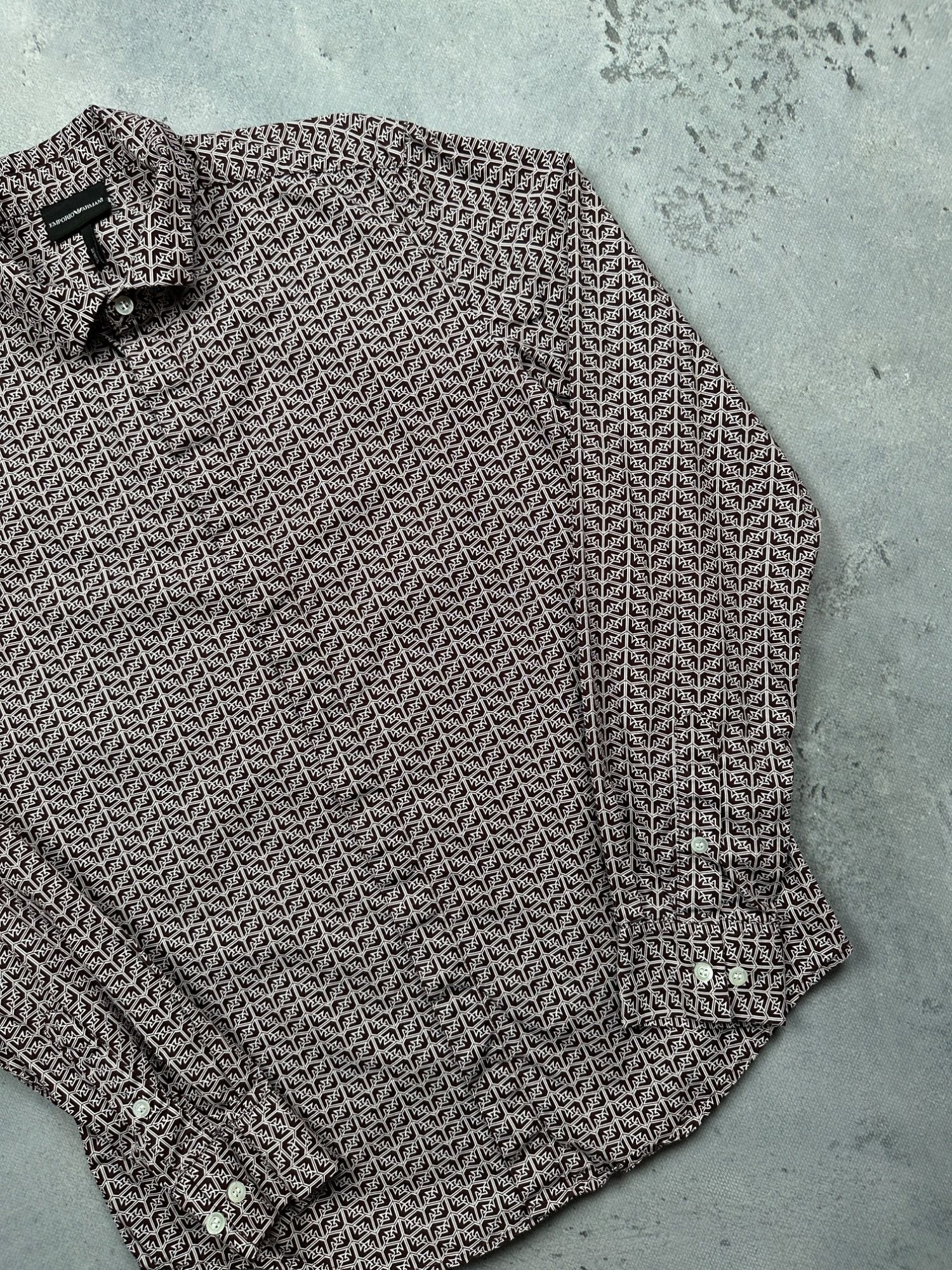 Armani Emporio Armani Slim Fit Button-Up Luxury Monogram Shirt Size US M / EU 48-50 / 2 - 4 Thumbnail