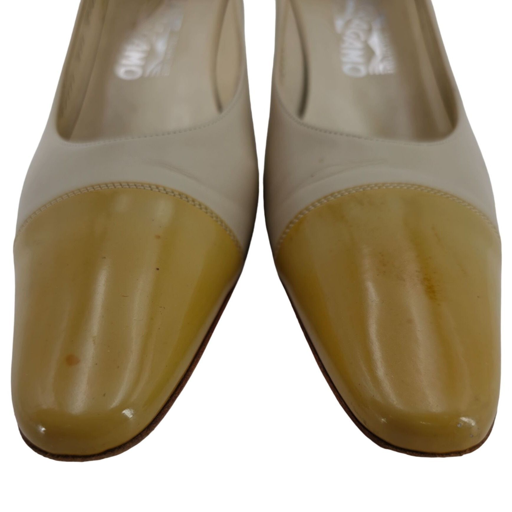 Salvatore Ferragamo Salvatore Ferragamo Italy Beige Yellow Leather Dress Shoes Size US 8.5 / IT 38.5 - 9 Thumbnail