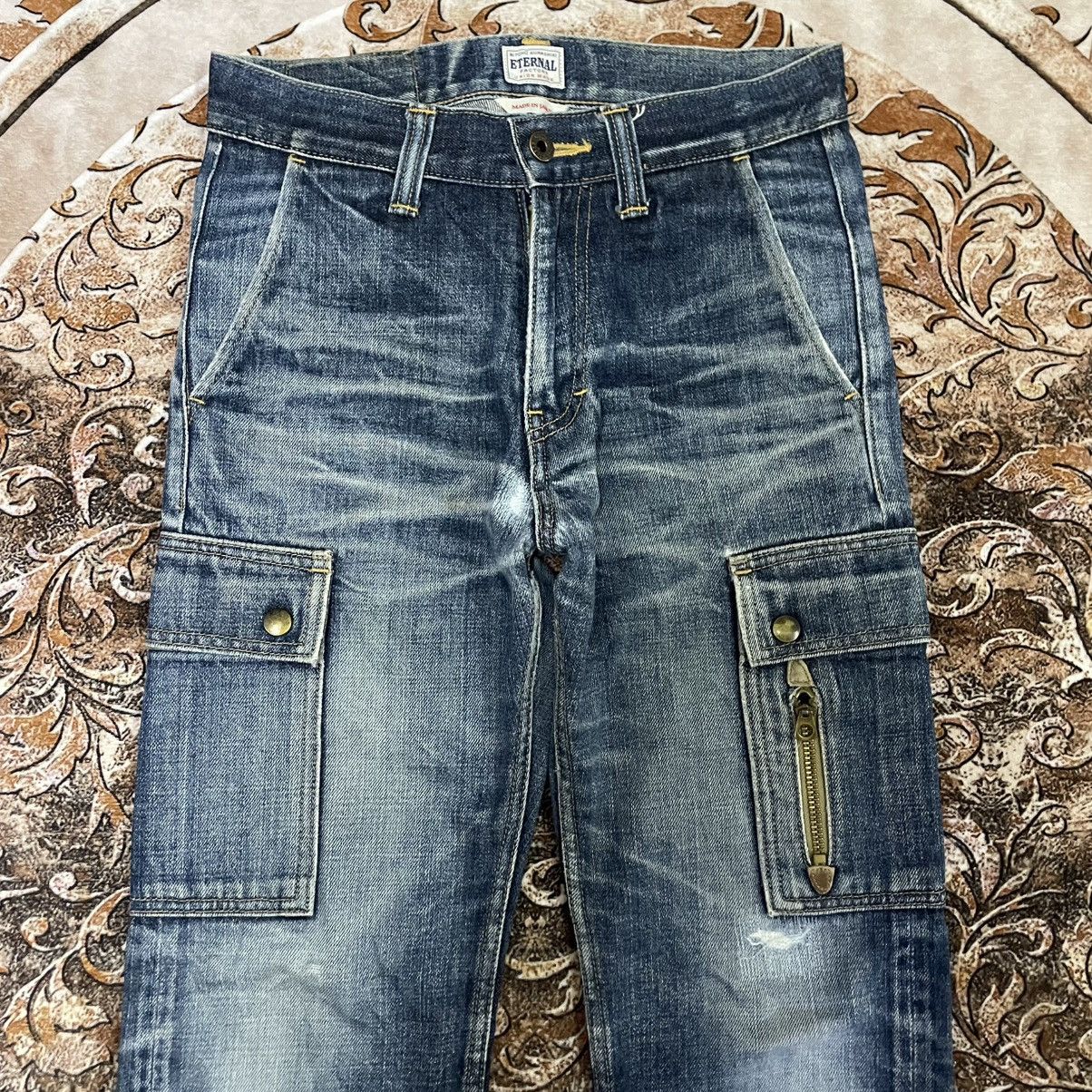Eternal 🔥🇯🇵Eternal Multipockets Stoned Washed Distress Denim Jeans Size US 28 / EU 44 - 2 Thumbnail