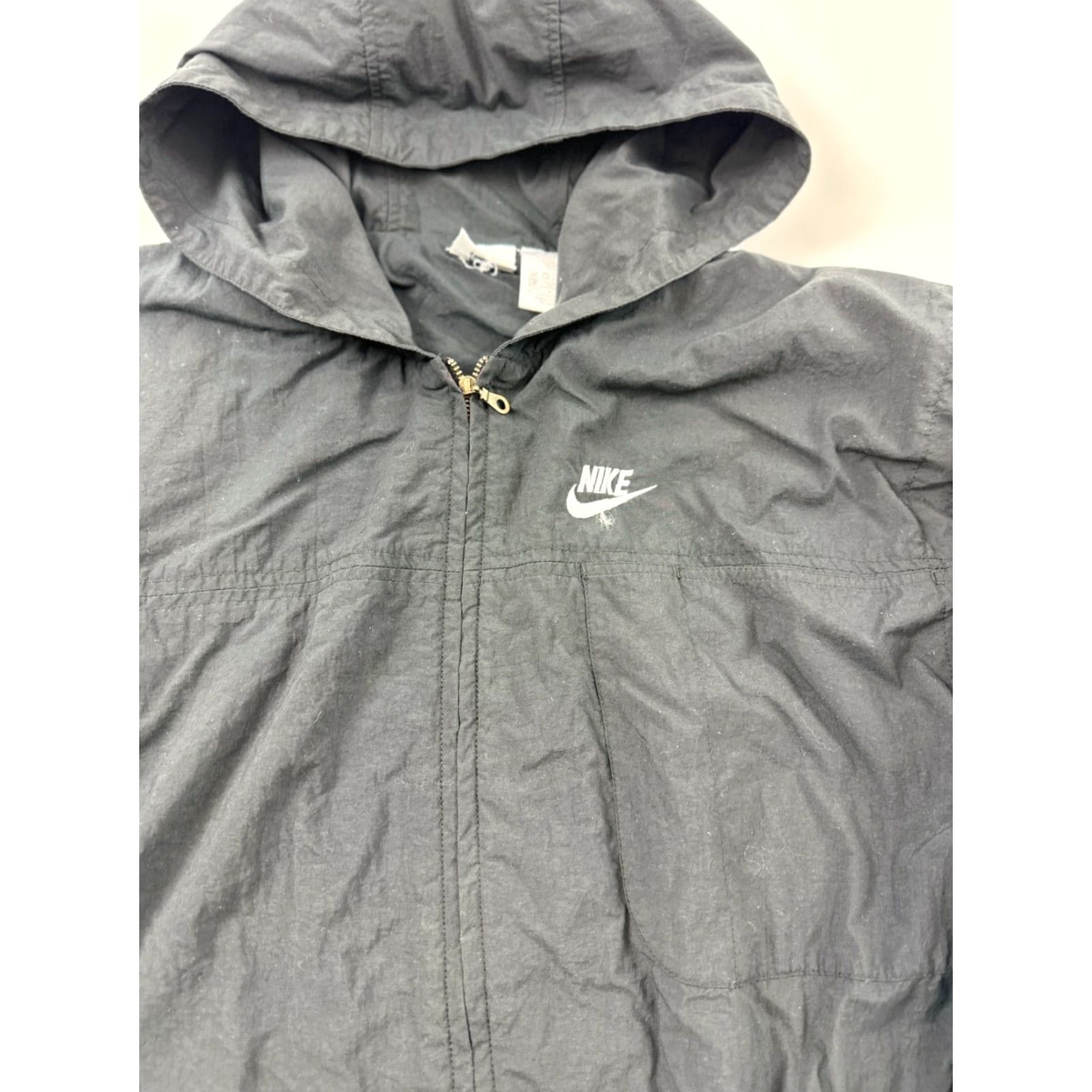 Nike VINTAGE Nike Jacket Womens Medium Black Nylon Hooded Full Zip 90s Modern Activewear Womens Size M / US 6-8 / IT 42-44 - 3 Thumbnail