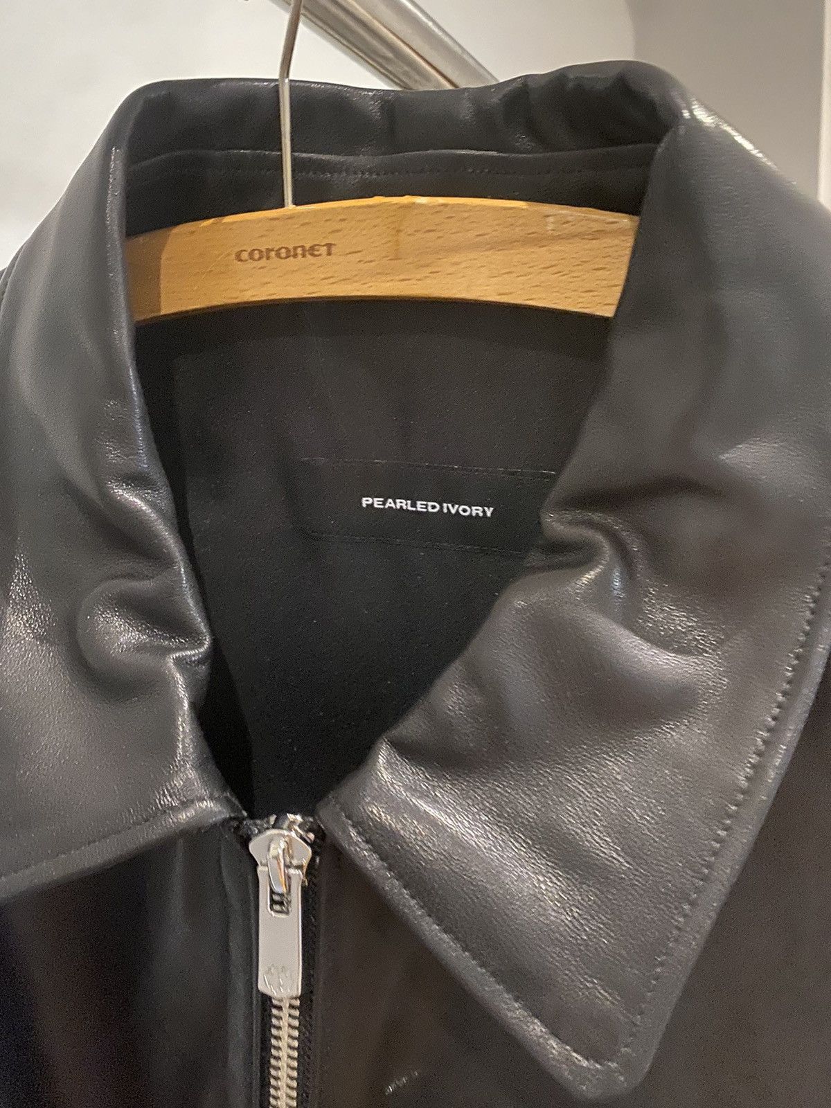 Pearled Ivory leather blouson jacket - smooth